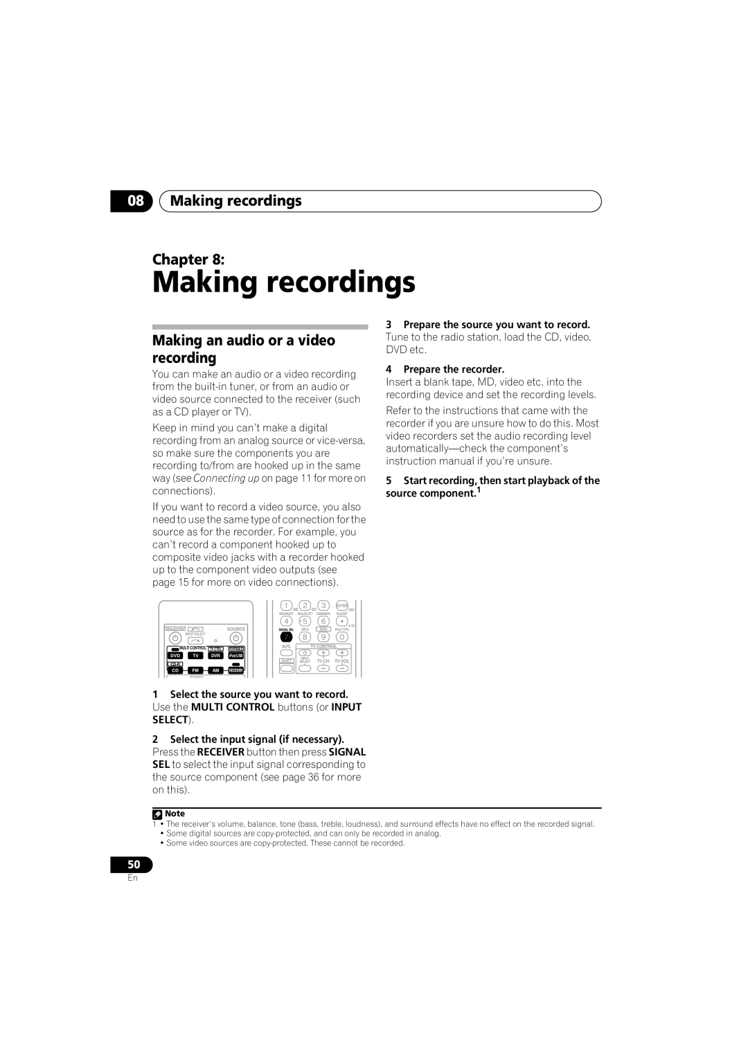 Pioneer VSX-918V-K, VSX-818V-K manual 08Making recordings Chapter, Making an audio or a video recording 