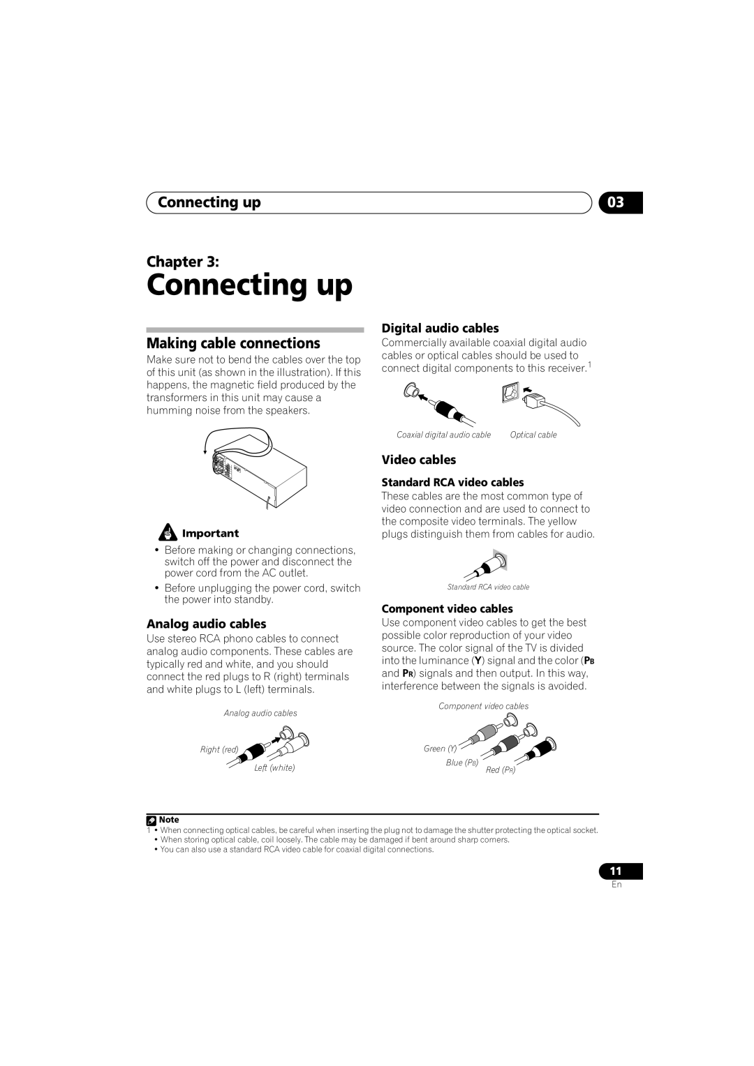 Pioneer VSX-818V, VSX-918V operating instructions Connecting up Chapter, Making cable connections 