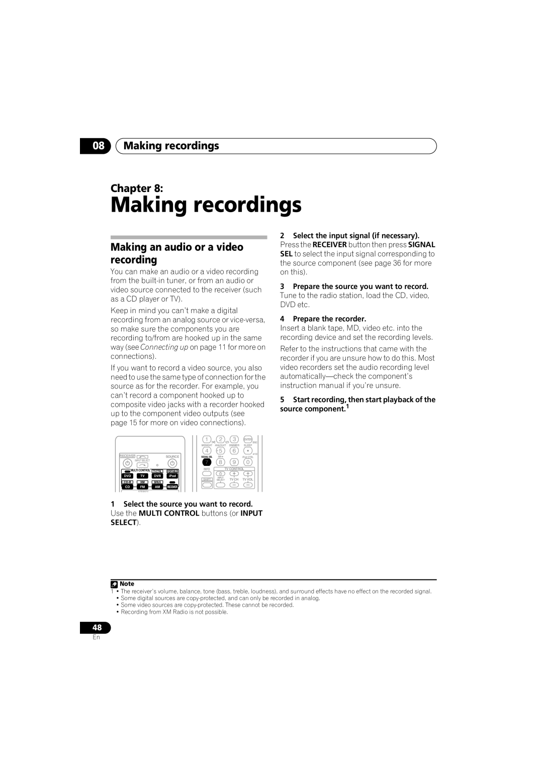 Pioneer VSX-918V, VSX-818V operating instructions Making recordings Chapter, Making an audio or a video recording 