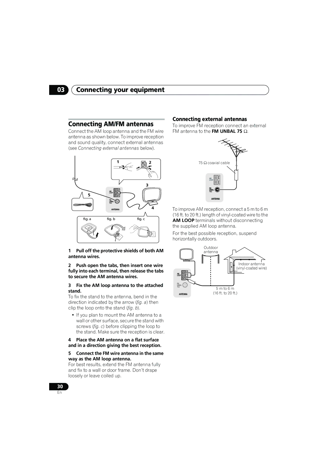 Pioneer VSX-919AH-K manual Connecting your equipment Connecting AM/FM antennas, Connecting external antennas 