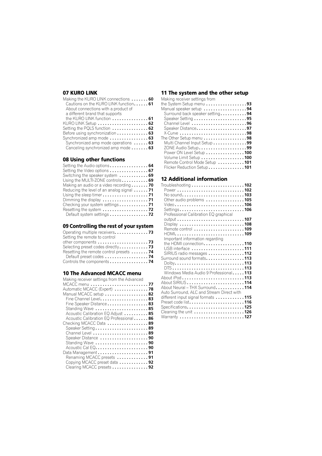 Pioneer VSX-919AH-K manual Using other functions, Controlling the rest of your system, Advanced Mcacc menu 