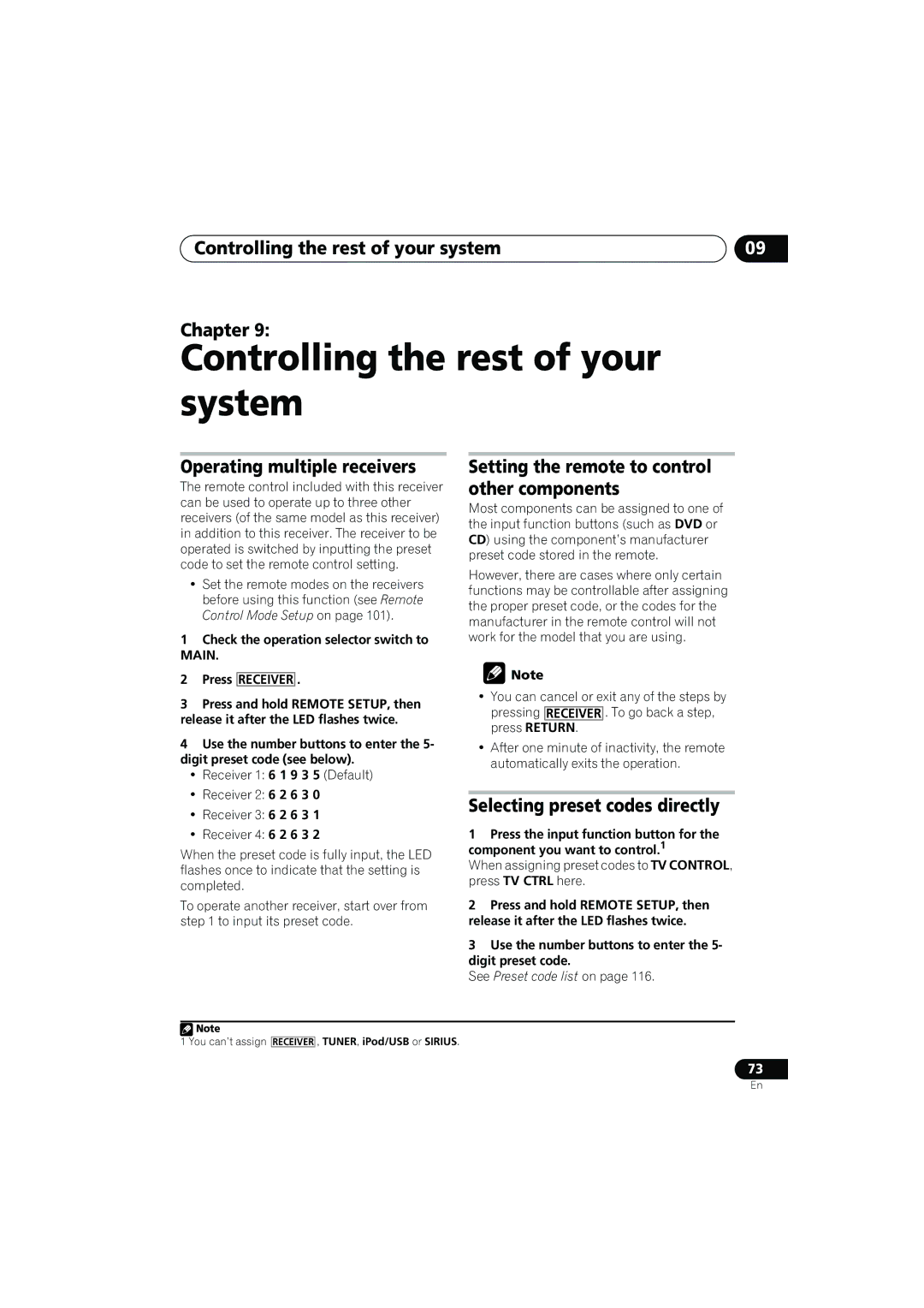 Pioneer VSX-919AH-K manual Controlling the rest of your system Chapter, Operating multiple receivers 