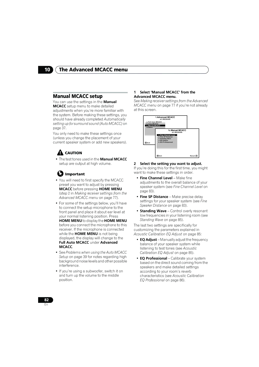 Pioneer VSX-919AH-K manual Advanced Mcacc menu Manual Mcacc setup, Select ‘Manual MCACC’ from the Advanced Mcacc menu 