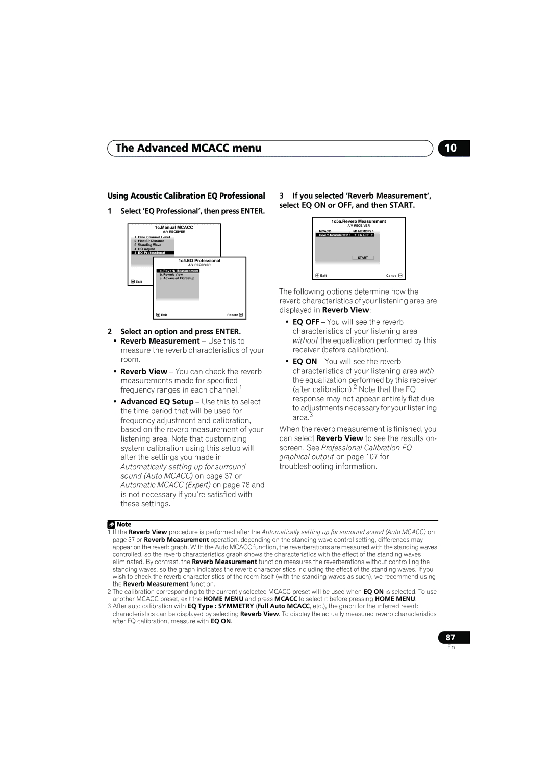 Pioneer VSX-919AH-K manual Using Acoustic Calibration EQ Professional, Select ‘EQ Professional’, then press Enter 