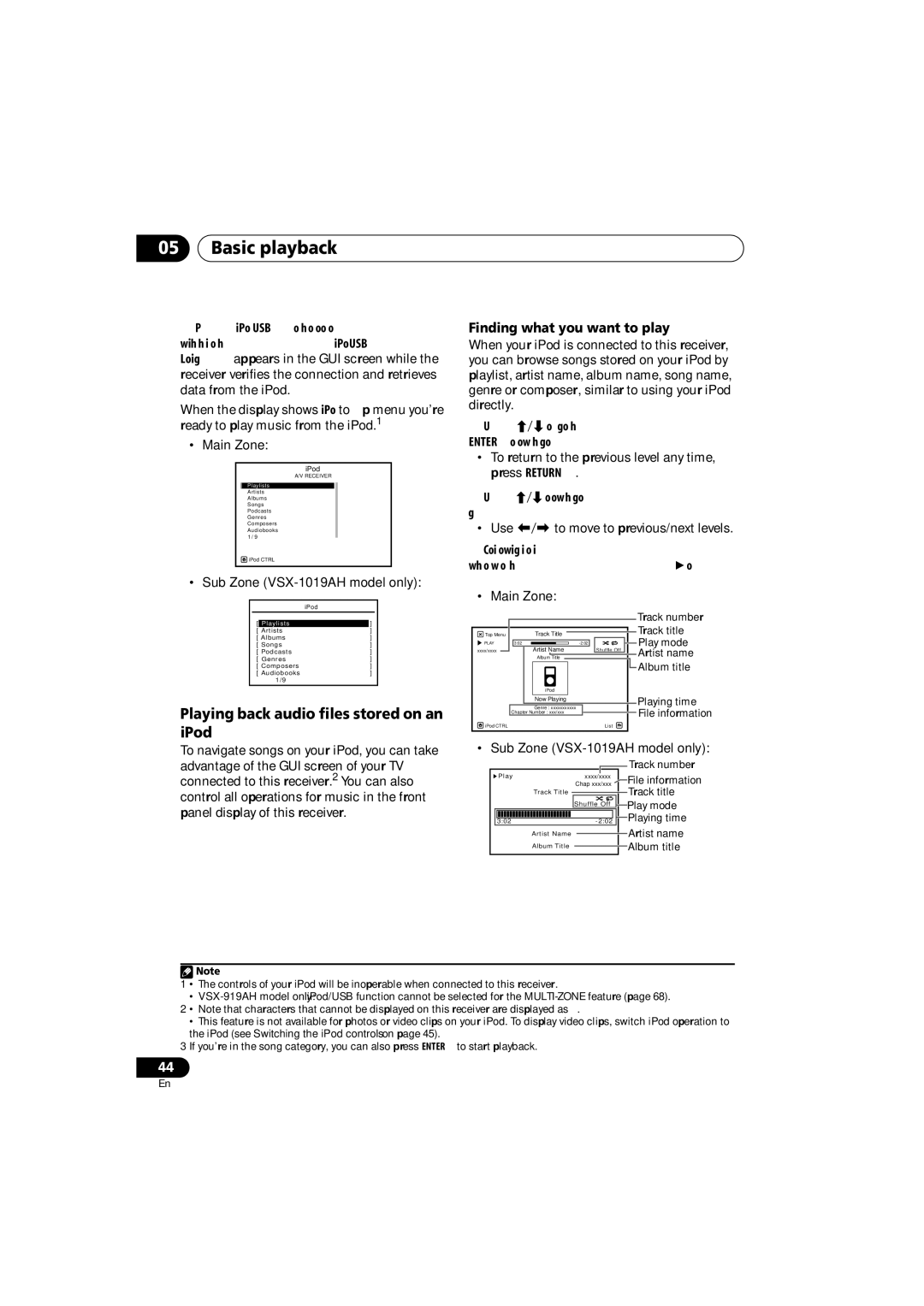 Pioneer VSX-919AH-S manual Playing back audio files stored on an iPod, Finding what you want to play 