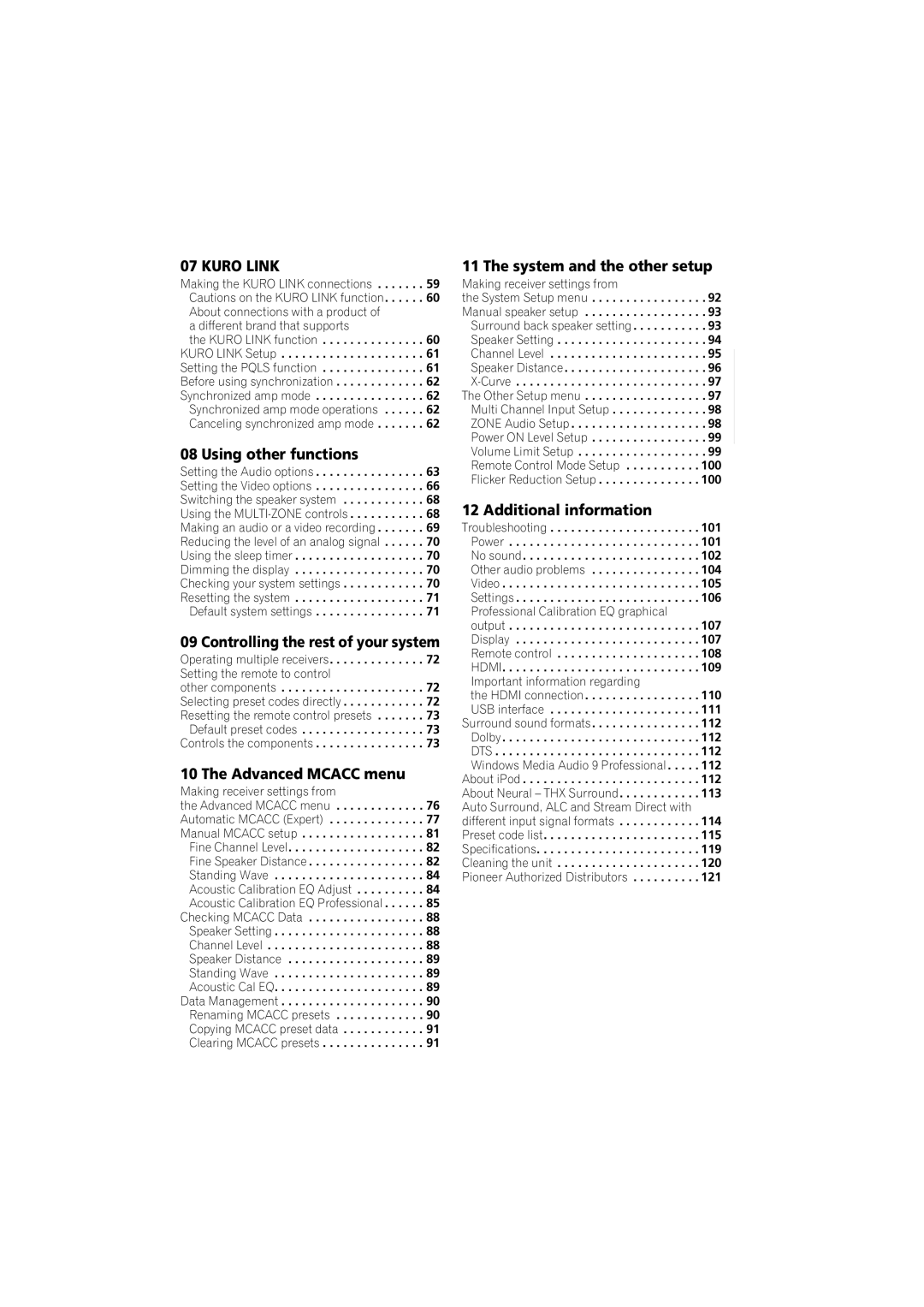 Pioneer VSX-919AH-S manual Using other functions, Controlling the rest of your system, Advanced Mcacc menu 