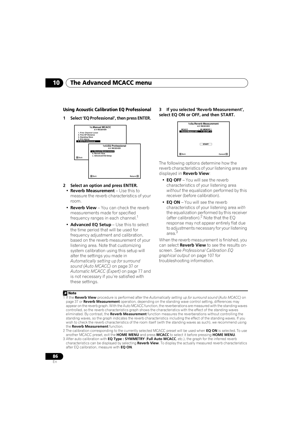 Pioneer VSX-919AH-S manual Using Acoustic Calibration EQ Professional, Select ‘EQ Professional’, then press Enter 