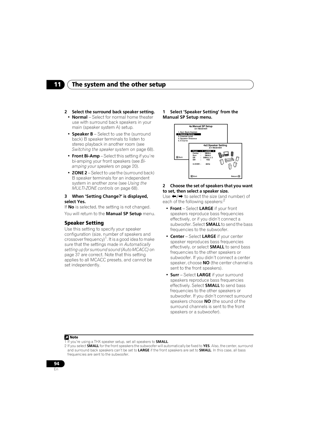 Pioneer VSX-919AH-S manual When ‘Setting Change?’ is displayed, select Yes, Select the surround back speaker setting 