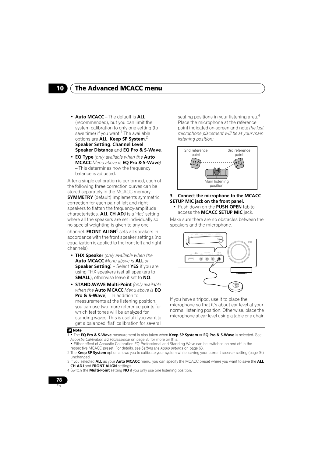 Pioneer VSX-919AH-S manual 10The Advanced MCACC menu 