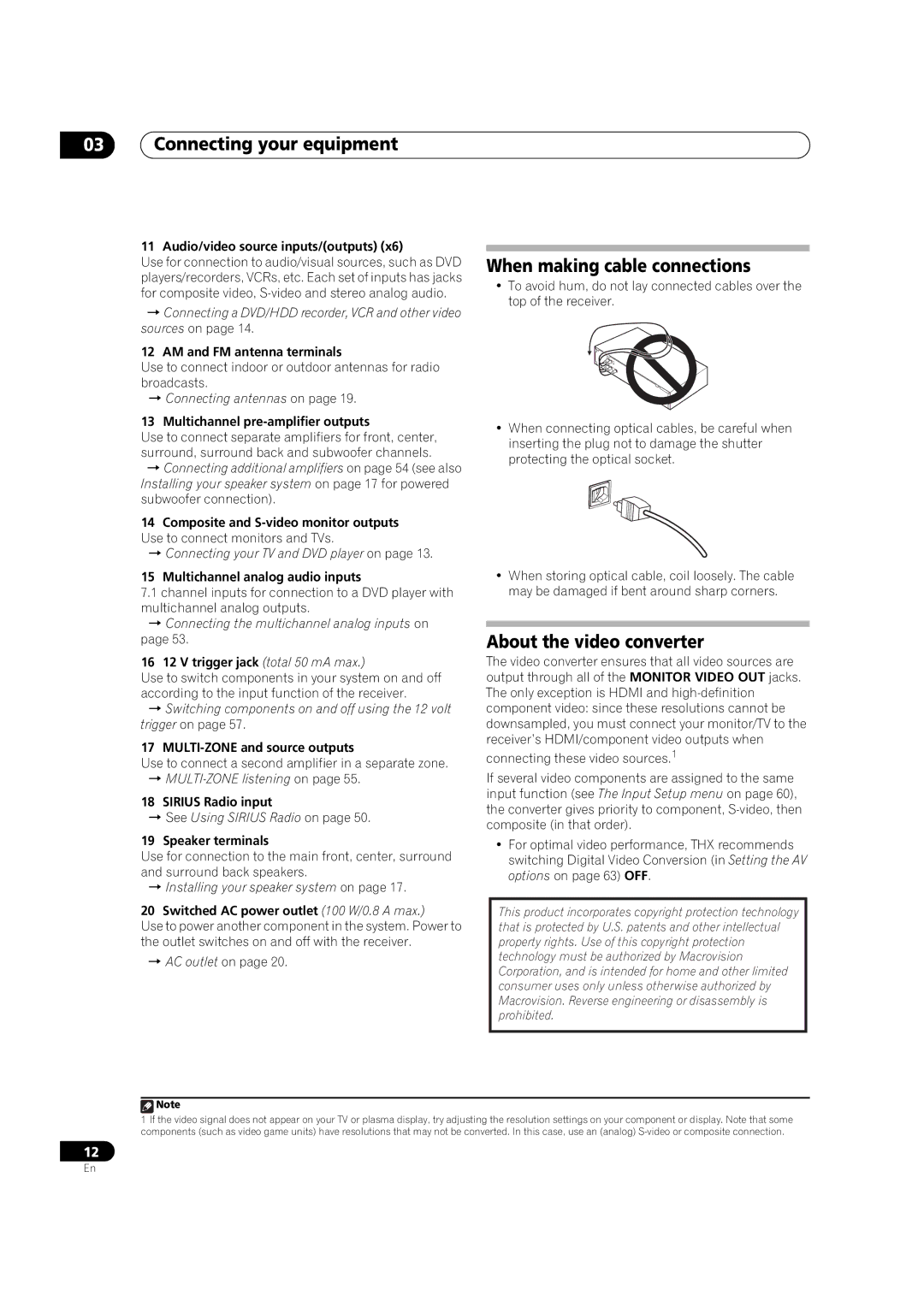 Pioneer VSX-91TXH manual Connecting your equipment, When making cable connections, About the video converter 