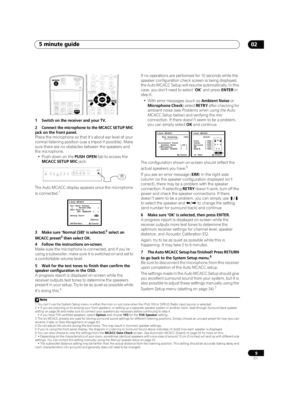 Pioneer VSX-91TXH manual Minute guide, Enter 