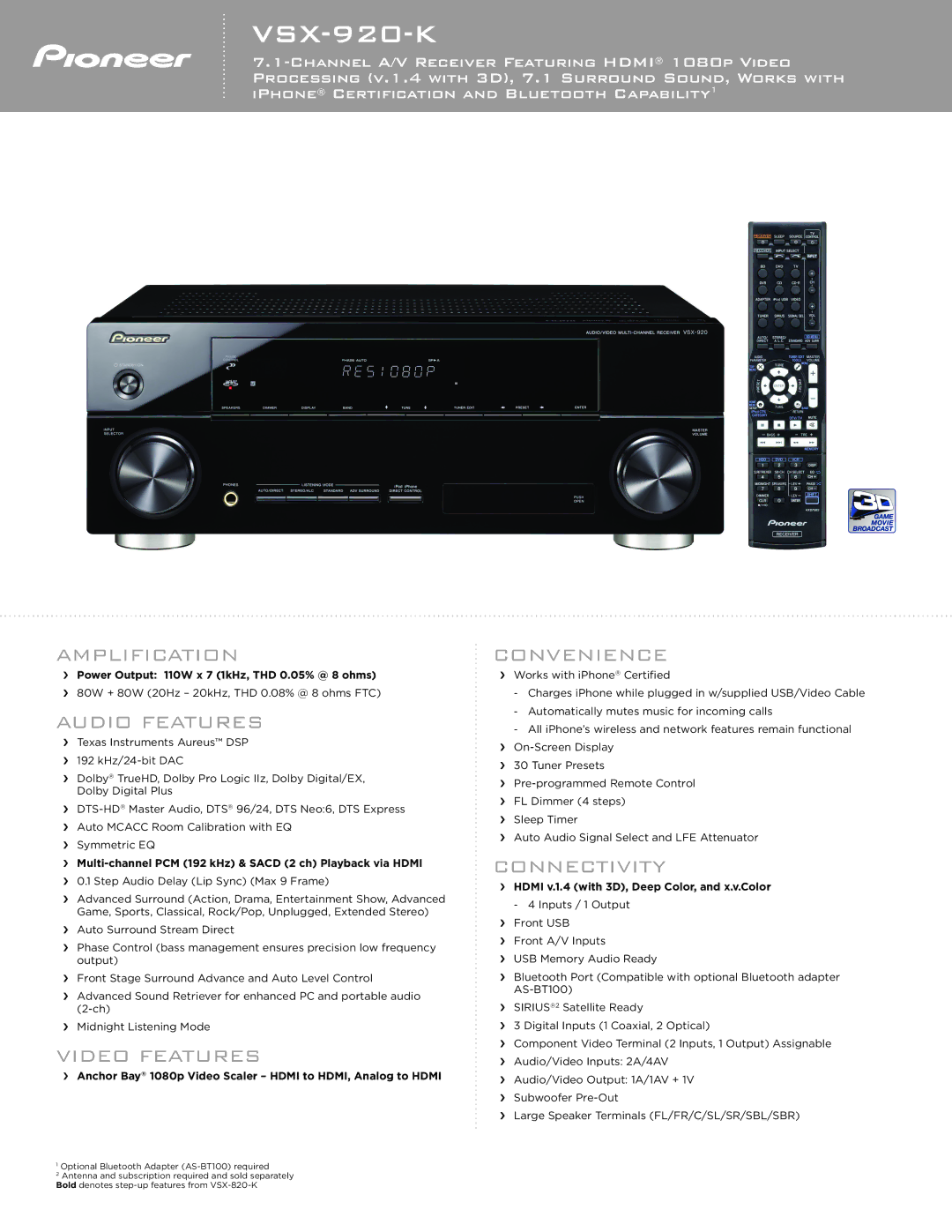 Pioneer VSX-920-K manual 