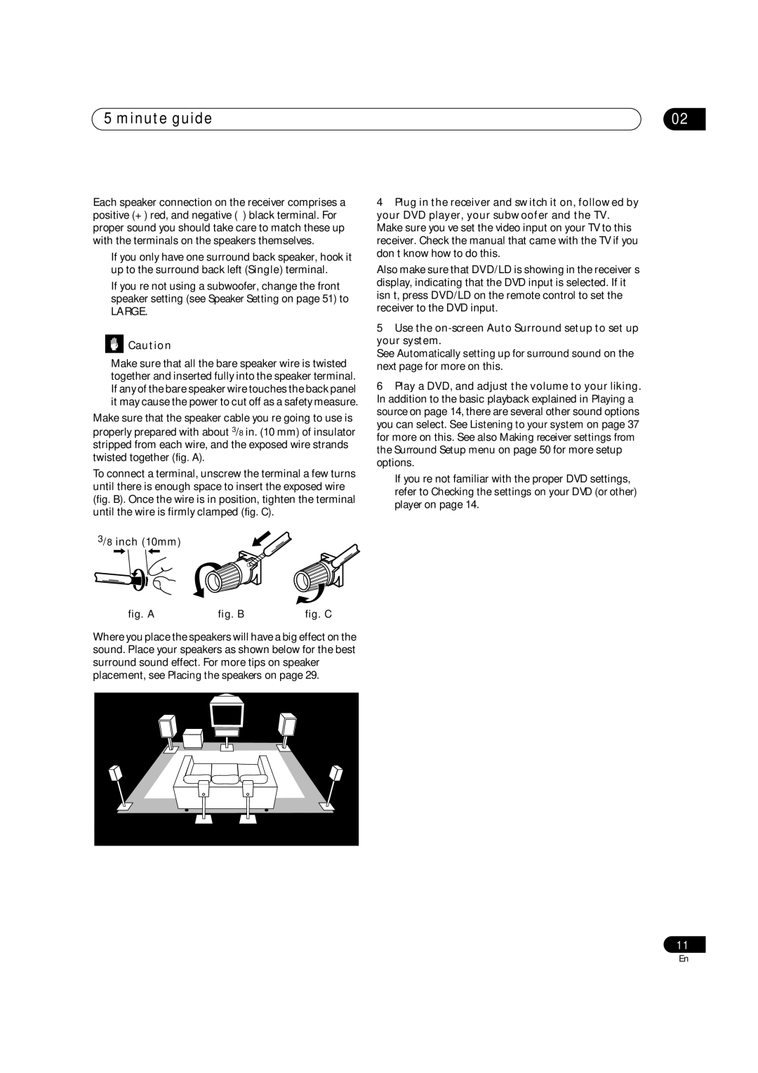 Pioneer VSX-9300TX manual Minute guide, Large, Use the on-screen Auto Surround setup to set up your system 