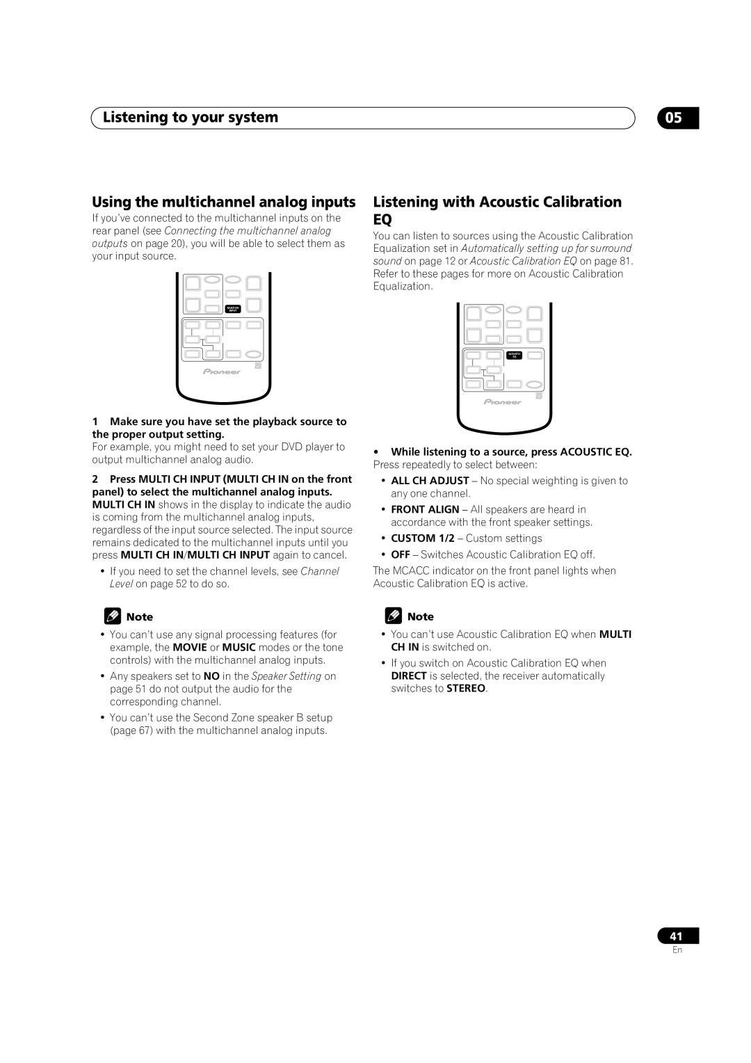 Pioneer VSX-9300TX manual Listening with Acoustic Calibration 