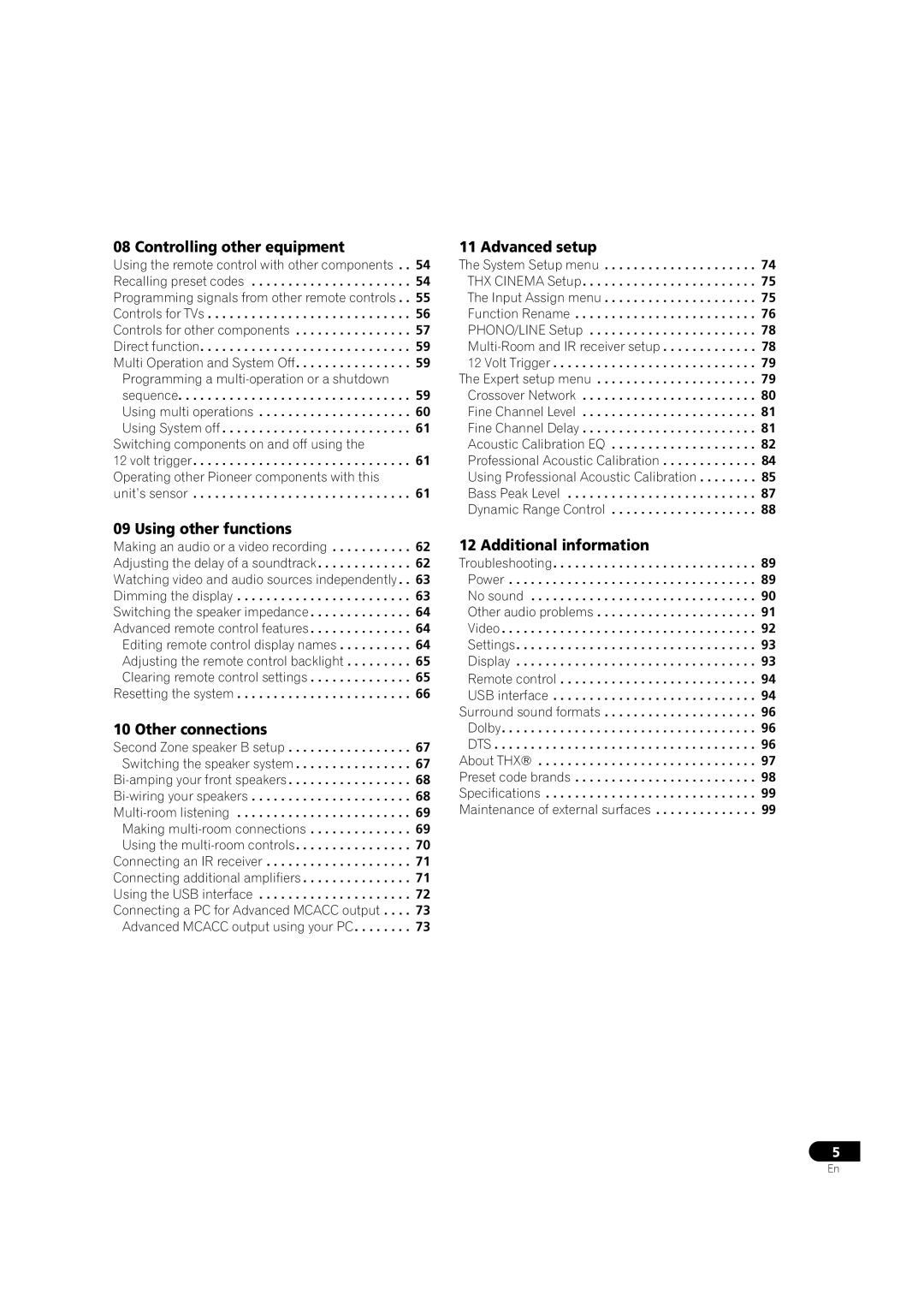 Pioneer VSX-9300TX manual Controlling other equipment, Using other functions, Other connections, Advanced setup 