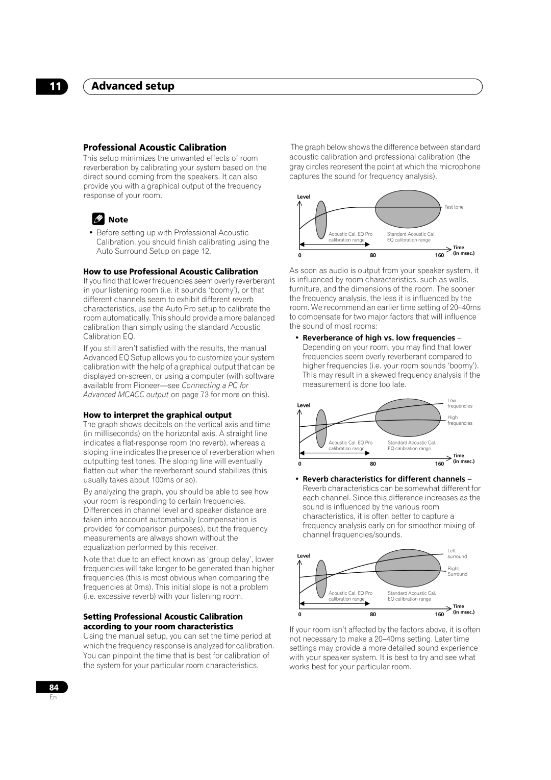 Pioneer VSX-9300TX manual How to use Professional Acoustic Calibration, How to interpret the graphical output 