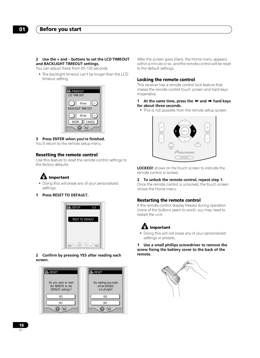 Pioneer VSX-AX10Ai-G manual Resetting the remote control, Locking the remote control, Restarting the remote control 