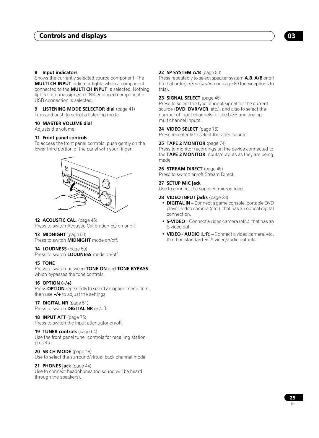 Pioneer VSX-AX10Ai-G manual Controls and displays, Tone 