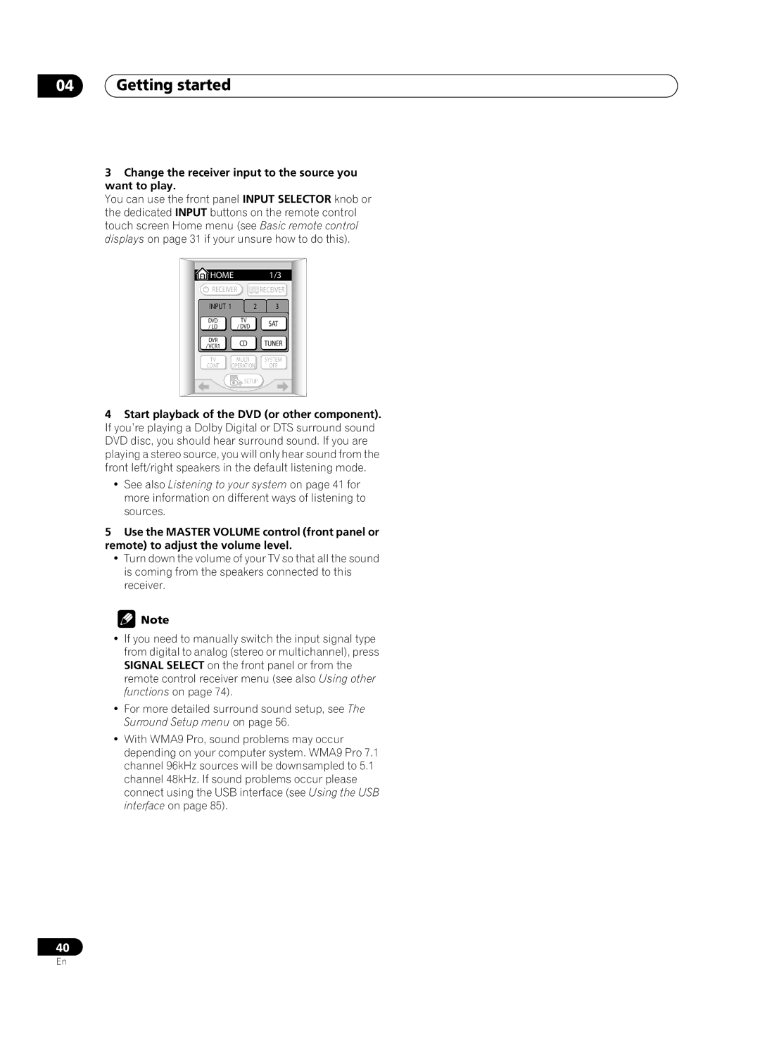 Pioneer VSX-AX10Ai-G manual Change the receiver input to the source you want to play 