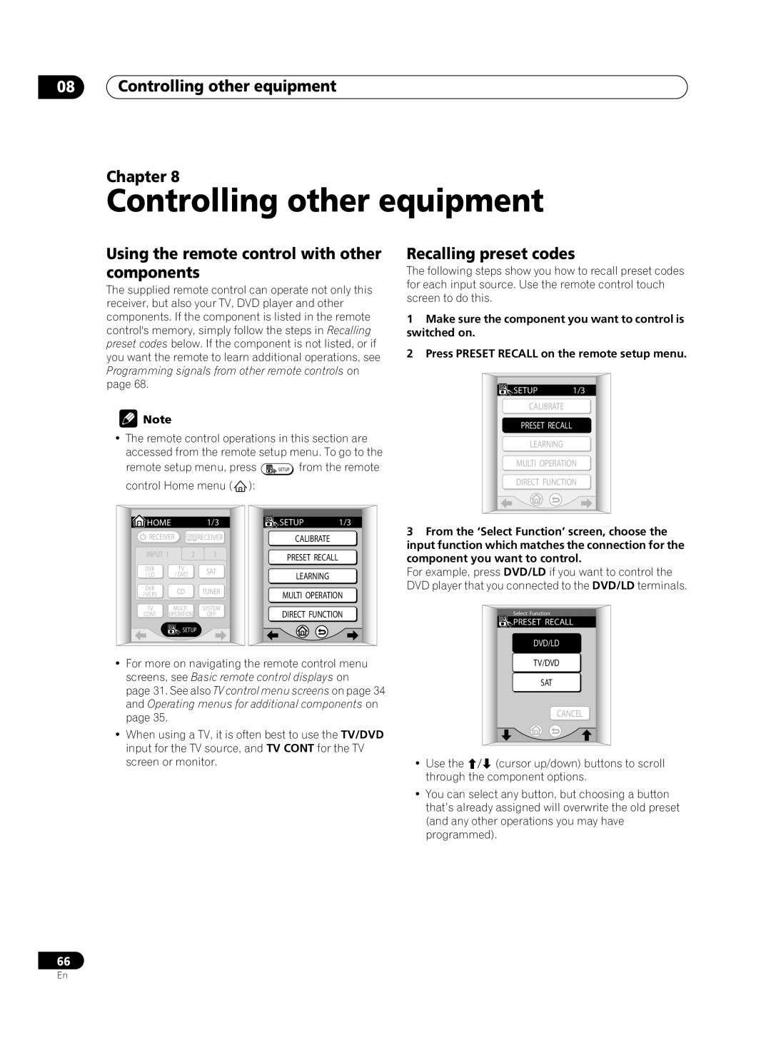 Pioneer VSX-AX10Ai-G manual Controlling other equipment Chapter, Using the remote control with other components 