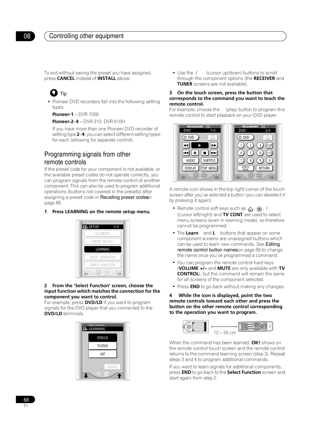 Pioneer VSX-AX10Ai-G manual Programming signals from other remote controls, Pioneer-1 DVR-7000 