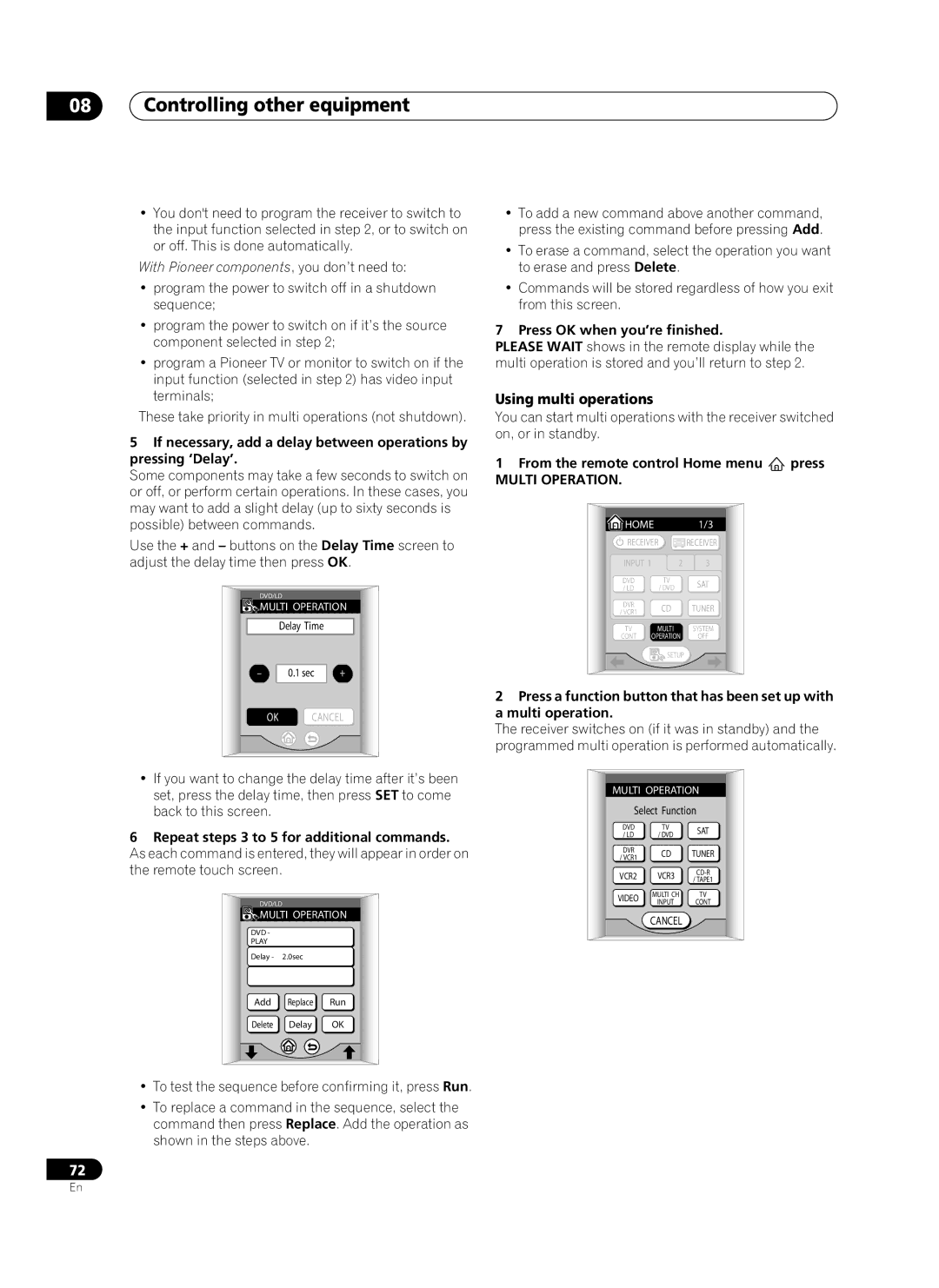 Pioneer VSX-AX10Ai-G manual Using multi operations, Press OK when you’re finished, From the remote control Home menu press 