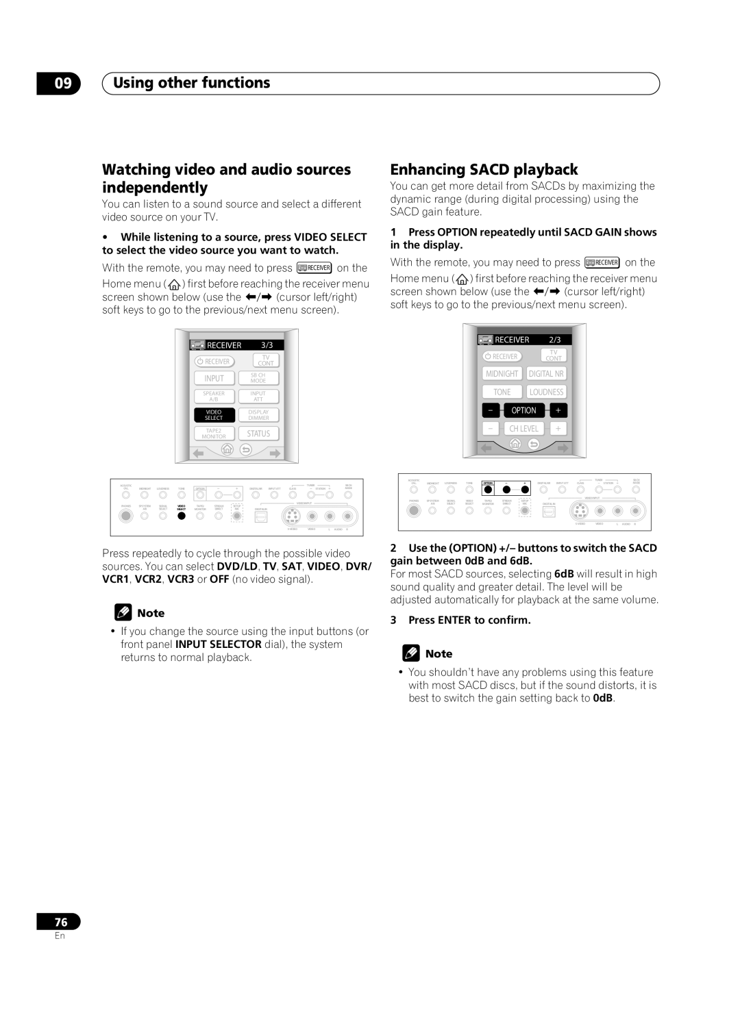 Pioneer VSX-AX10Ai-G manual Enhancing Sacd playback, Press Option repeatedly until Sacd Gain shows in the display 