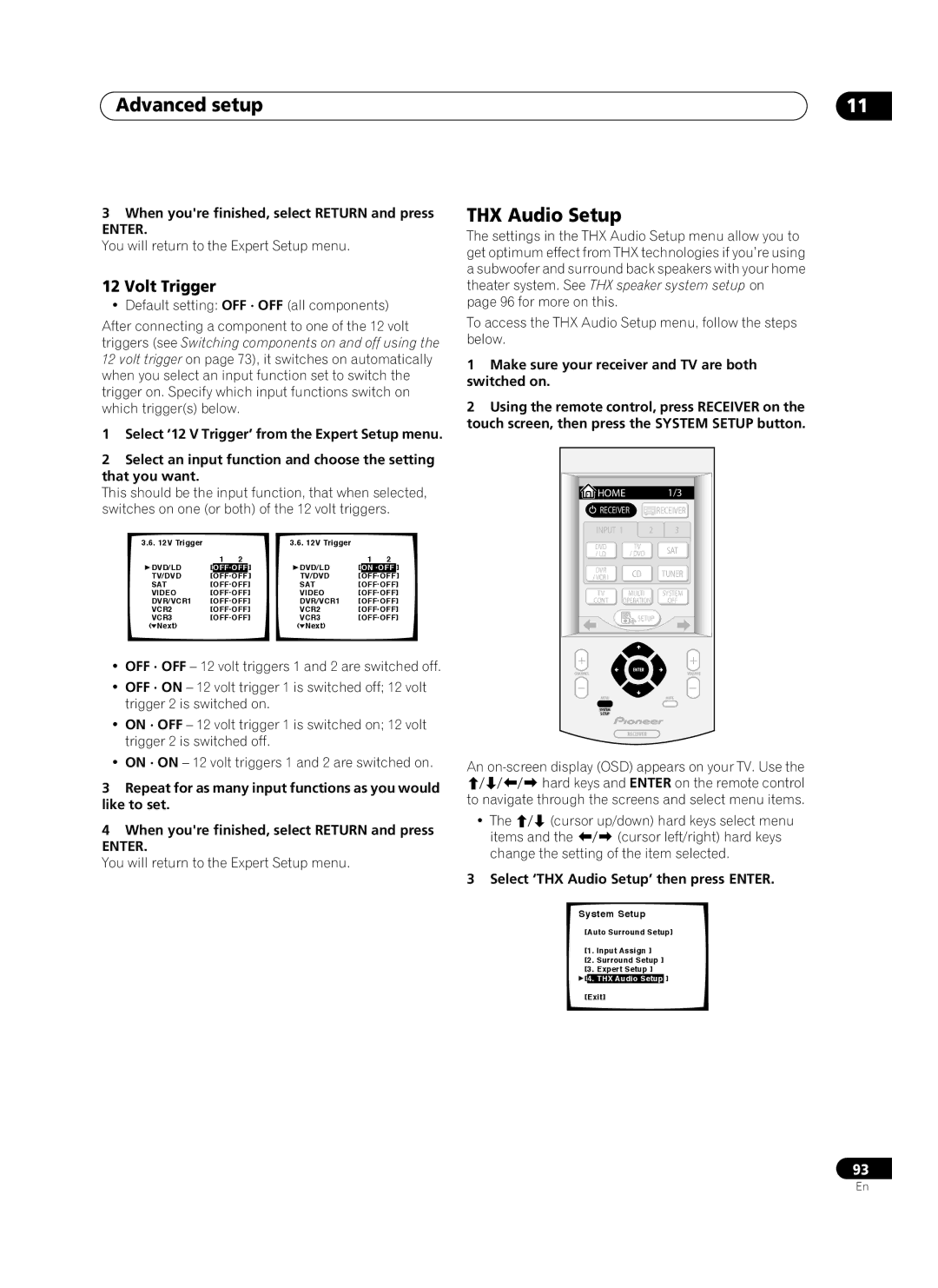 Pioneer VSX-AX10Ai-G manual Volt Trigger, Select ‘THX Audio Setup’ then press Enter 