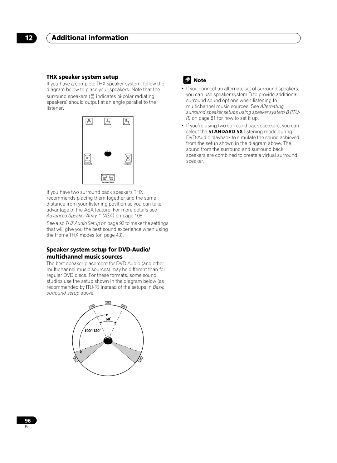 Pioneer VSX-AX10Ai-G manual Additional information, THX speaker system setup 