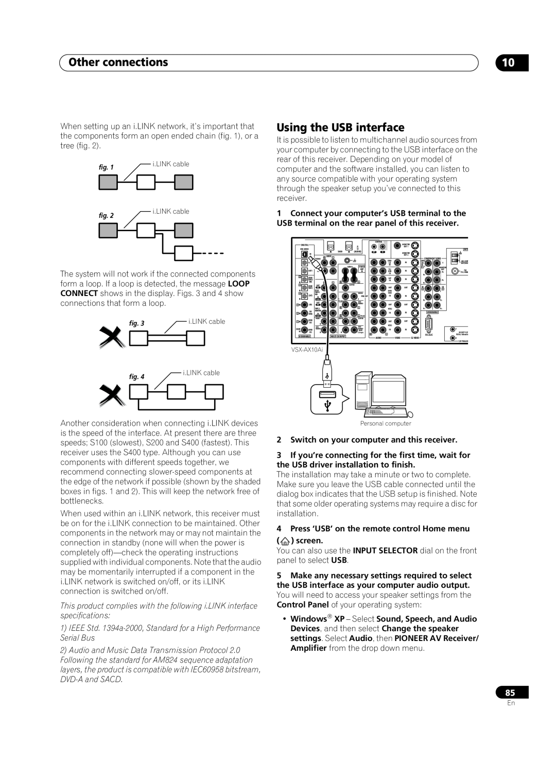 Pioneer VSX-AX10Ai-G manual Using the USB interface, Other connections 