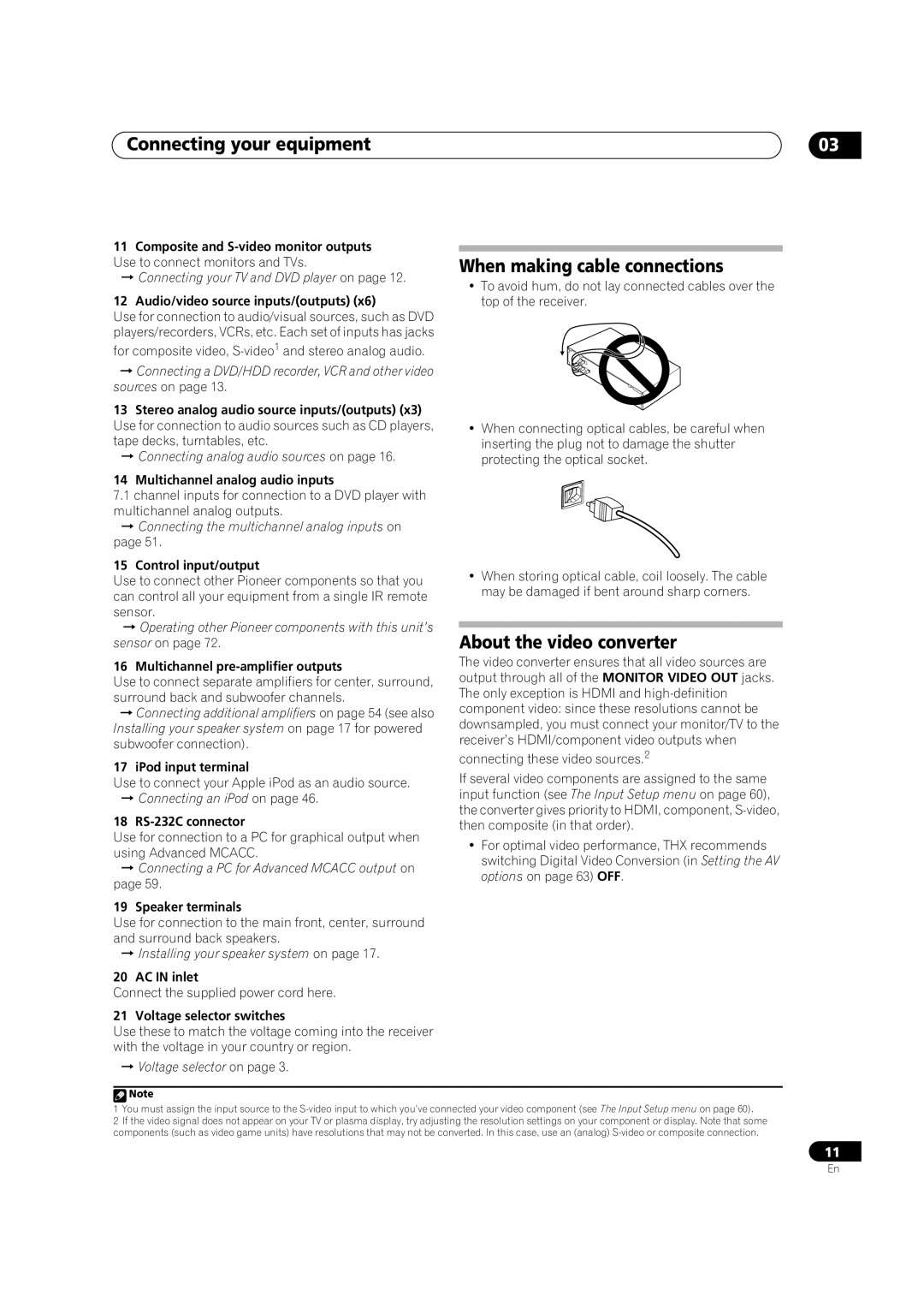 Pioneer VSX-AX4AVi-G, VSX-AX2AV-G manual Connecting your equipment, When making cable connections, About the video converter 