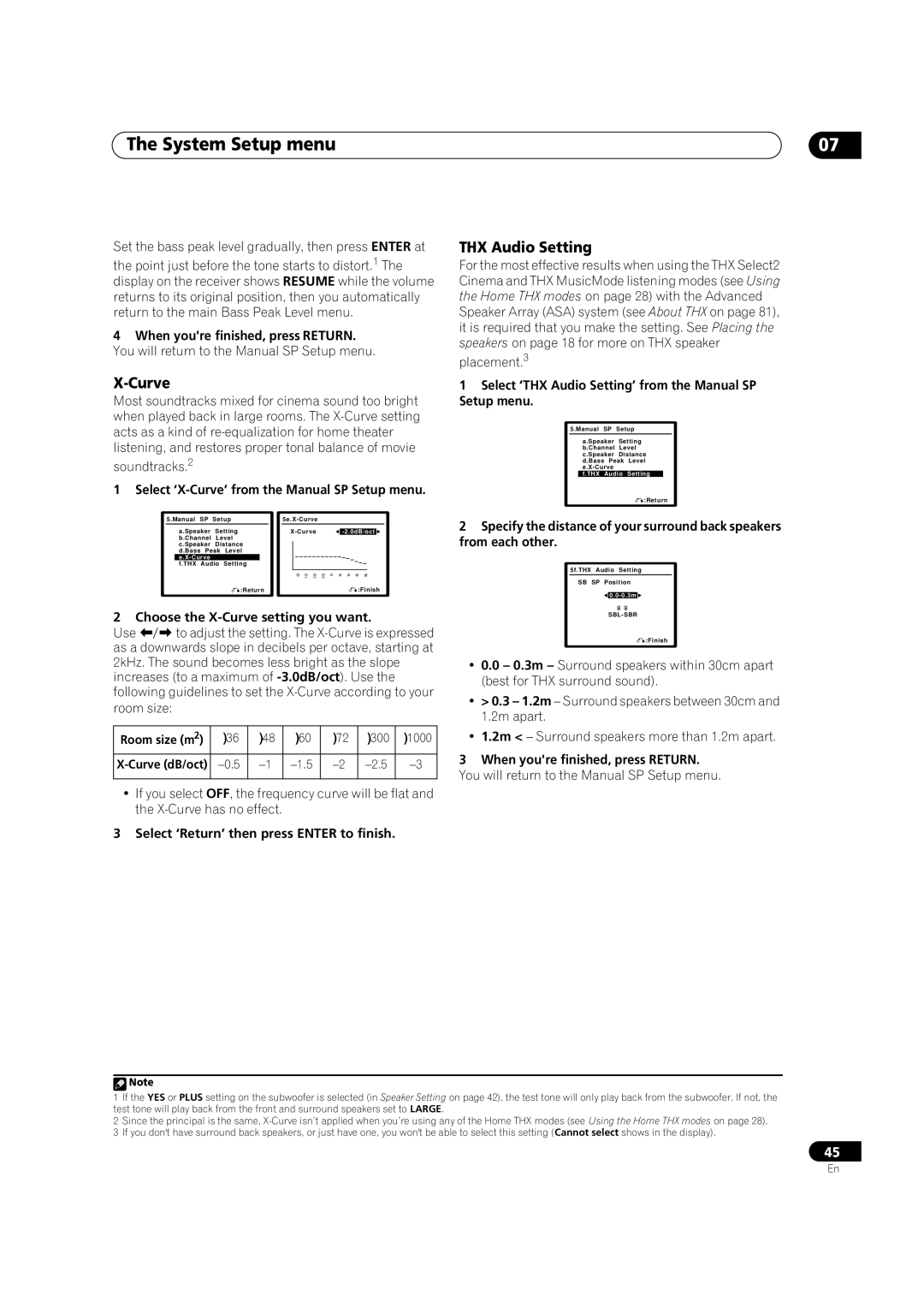 Pioneer VSX-AX4AVi-G, VSX-AX2AV-G manual Curve, THX Audio Setting 