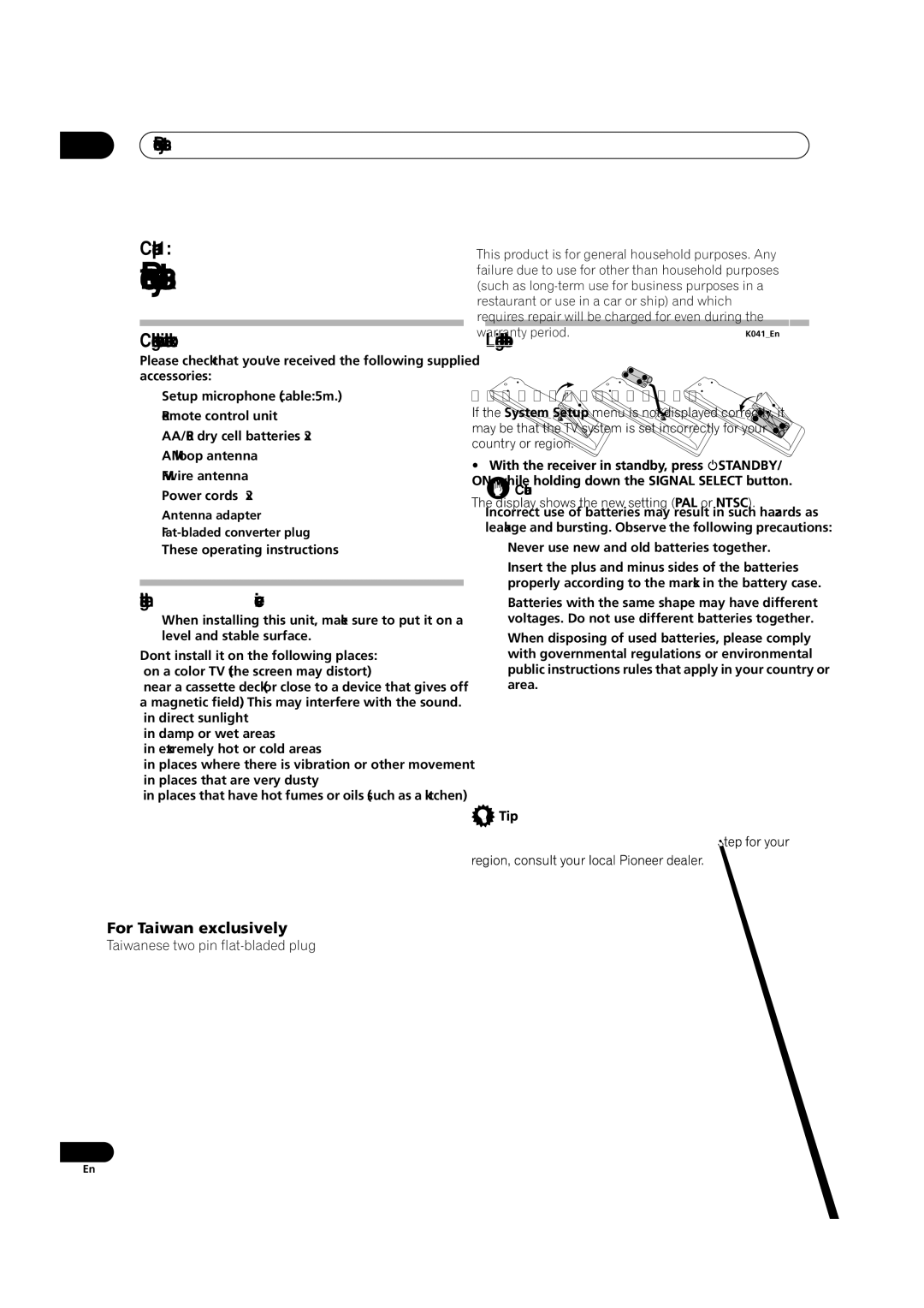 Pioneer VSX-AX2AV-G, VSX-AX4AVi-G manual Before you start Chapter, Checking what’s in the box, Installing the receiver 