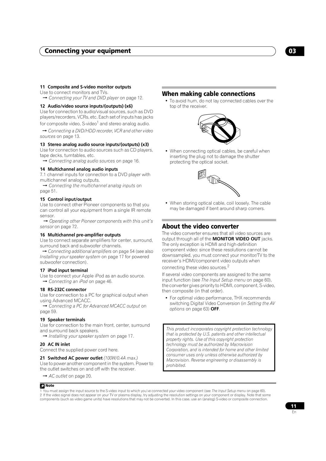 Pioneer VSX-AX2AV-S, VSX-AX4AVi-S manual Connecting your equipment, When making cable connections, About the video converter 