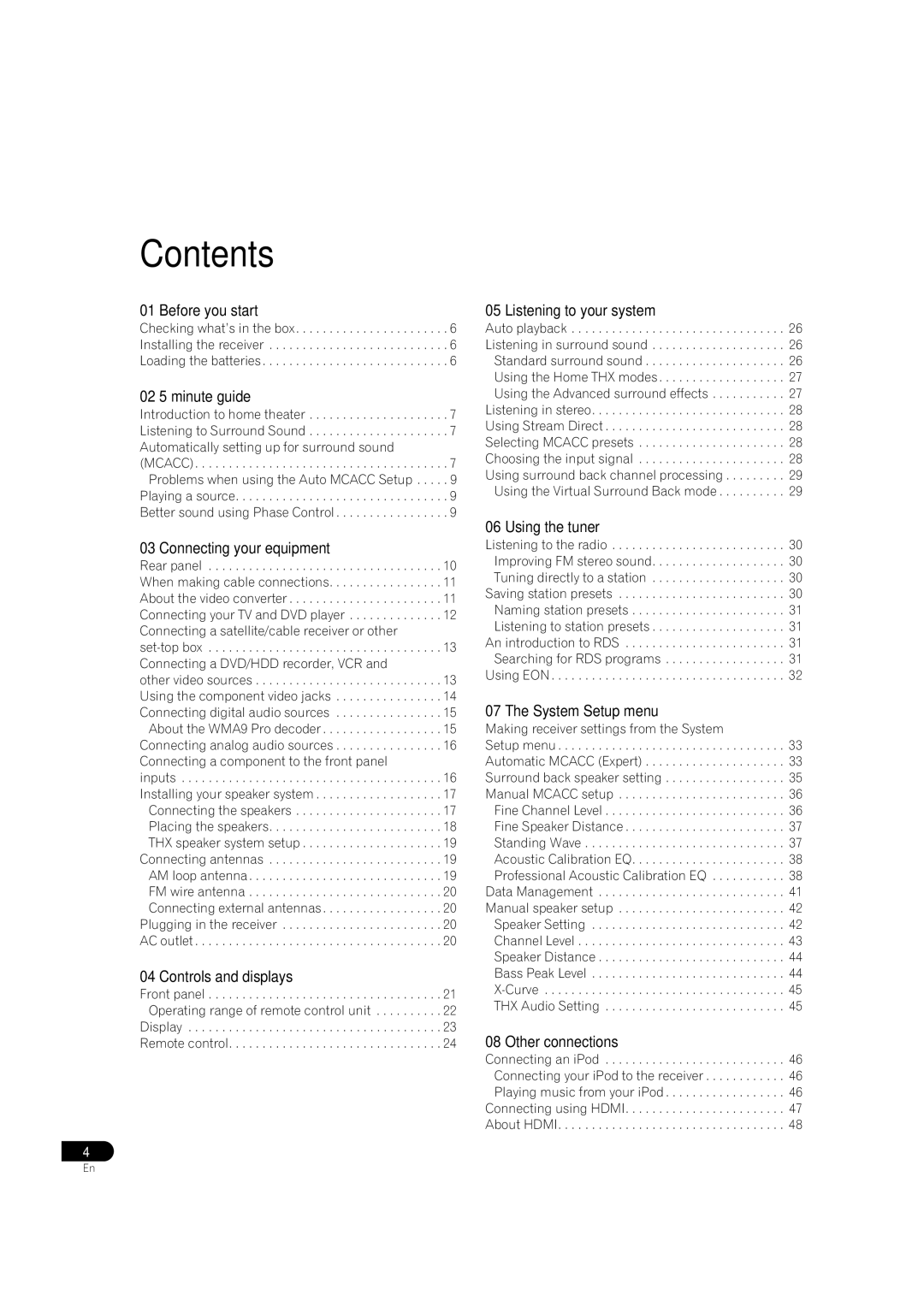 Pioneer VSX-AX4AVi-S, VSX-AX2AV-S manual Contents 