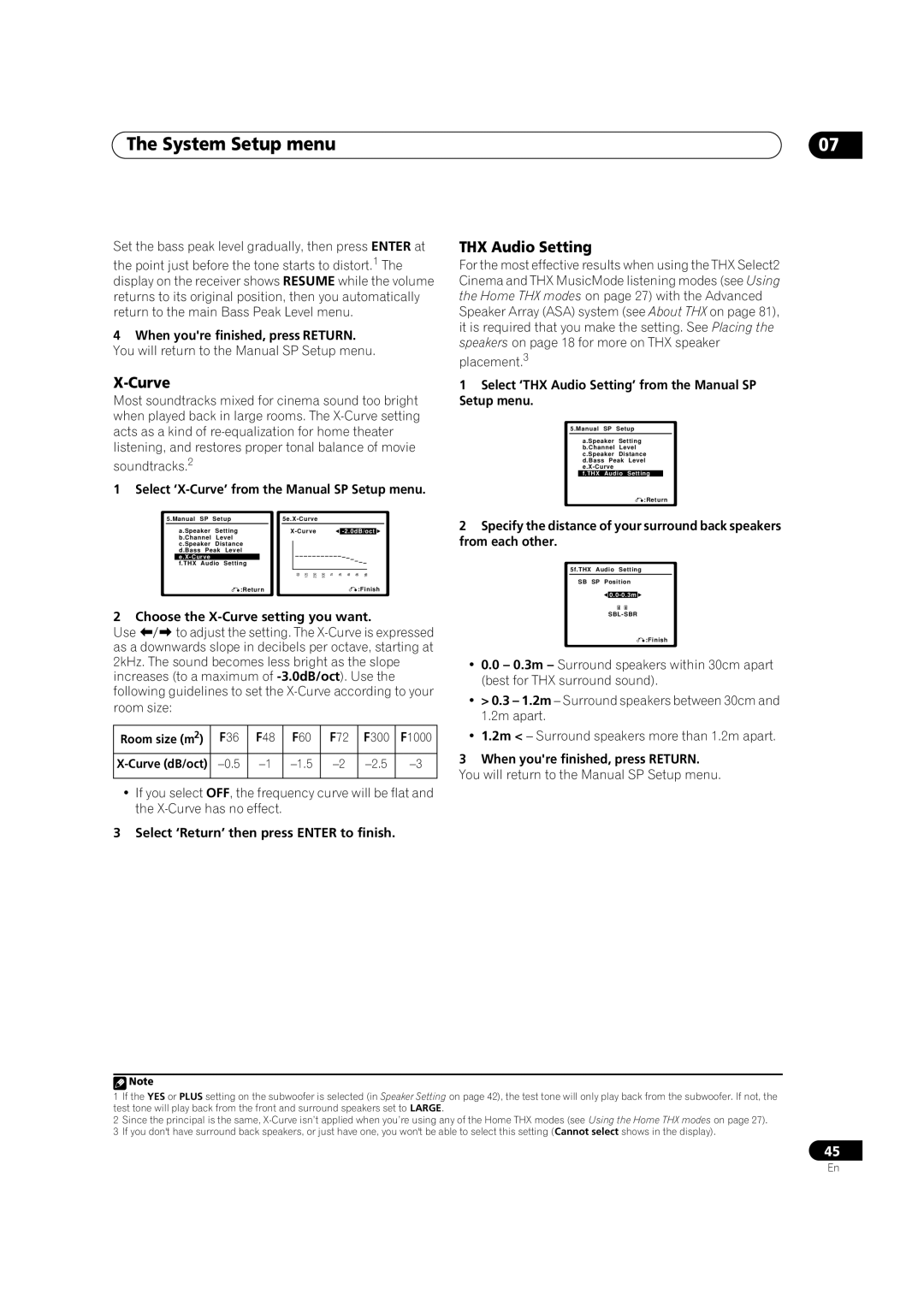 Pioneer VSX-AX2AV-S, VSX-AX4AVi-S manual Curve, THX Audio Setting 