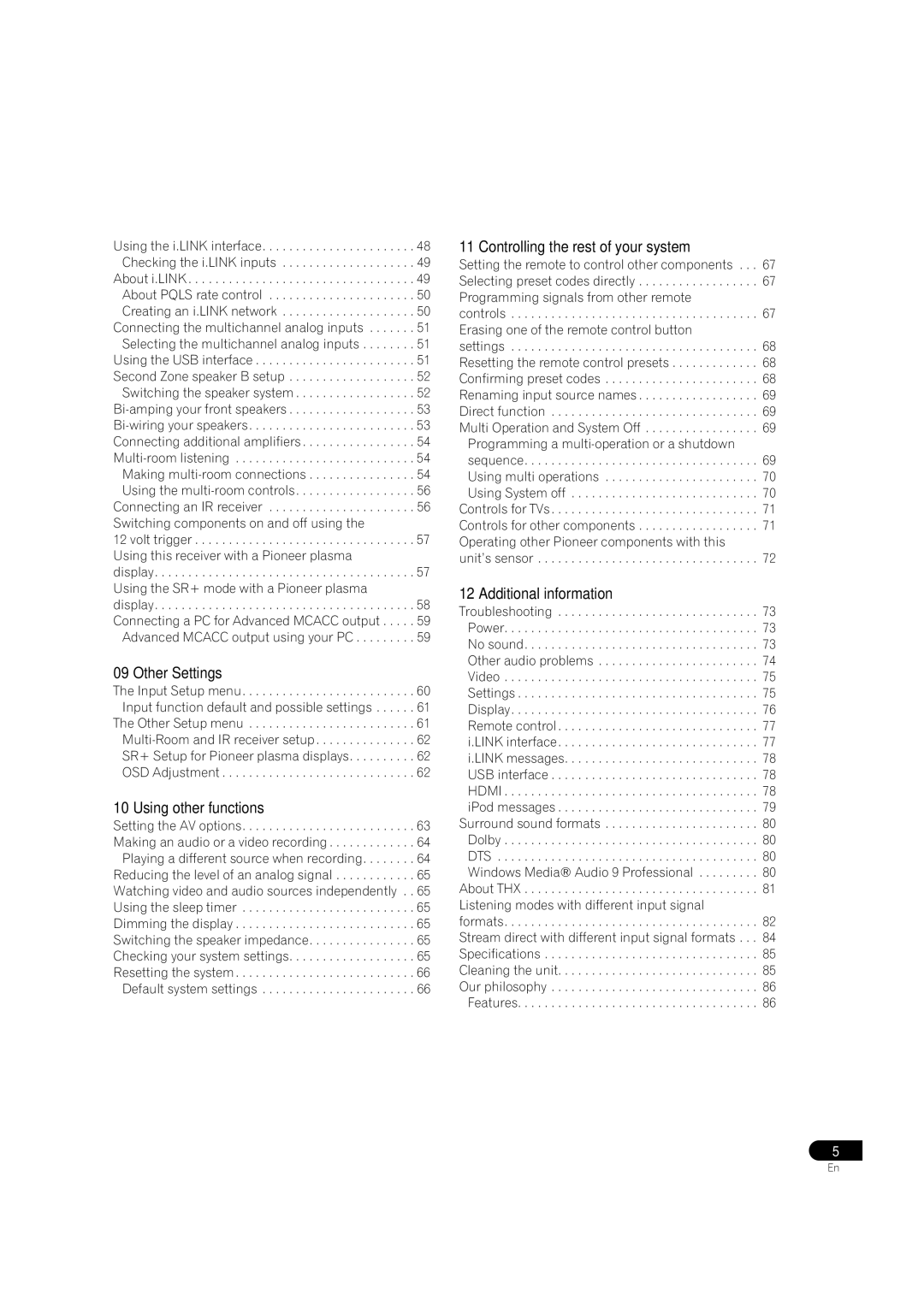 Pioneer VSX-AX2AV-S Other Settings, Using other functions, Controlling the rest of your system, Additional information 