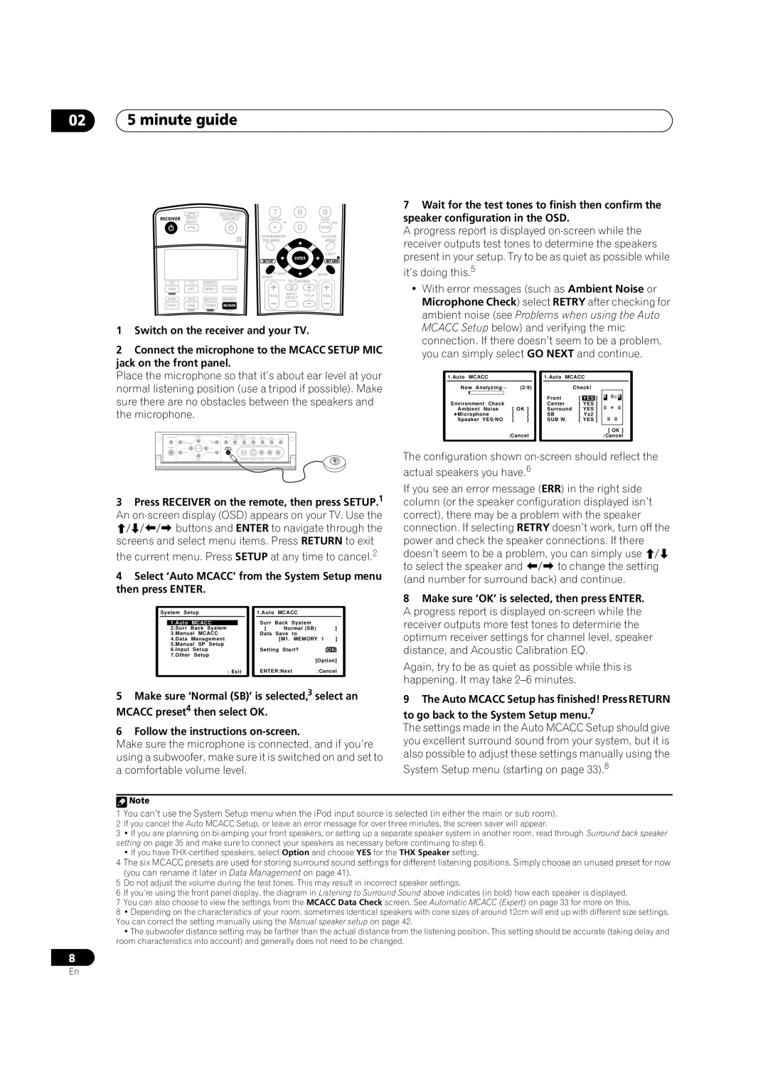 Pioneer VSX-AX4AVi-S, VSX-AX2AV-S manual 02 5 minute guide, Enter 