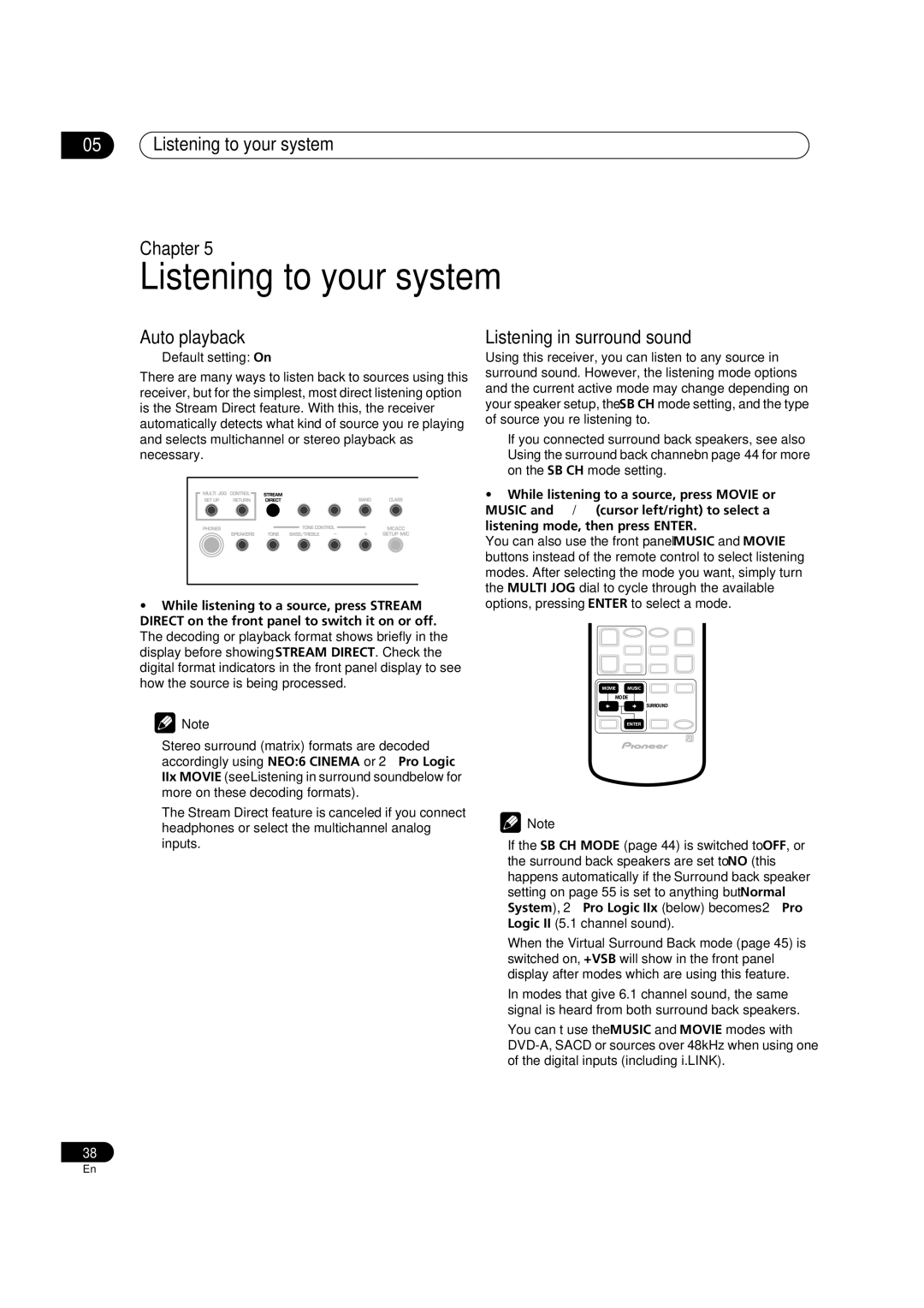 Pioneer VSX-AX5Ai-G, VSX-AX5Ai-S manual Listening to your system Chapter, Auto playback Listening in surround sound 