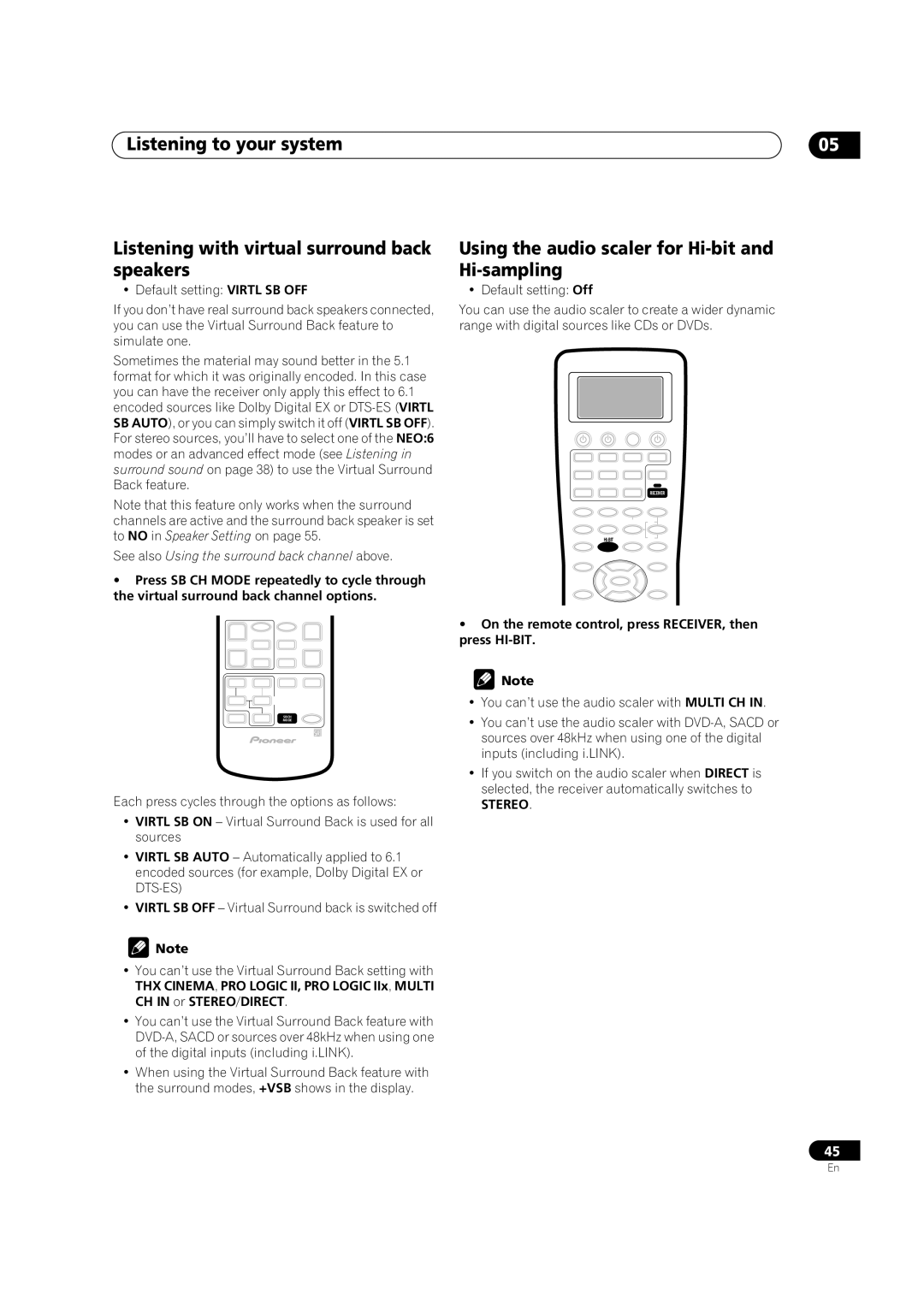 Pioneer VSX-AX5Ai-S, VSX-AX5Ai-G manual Using the audio scaler for Hi-bit and Hi-sampling 