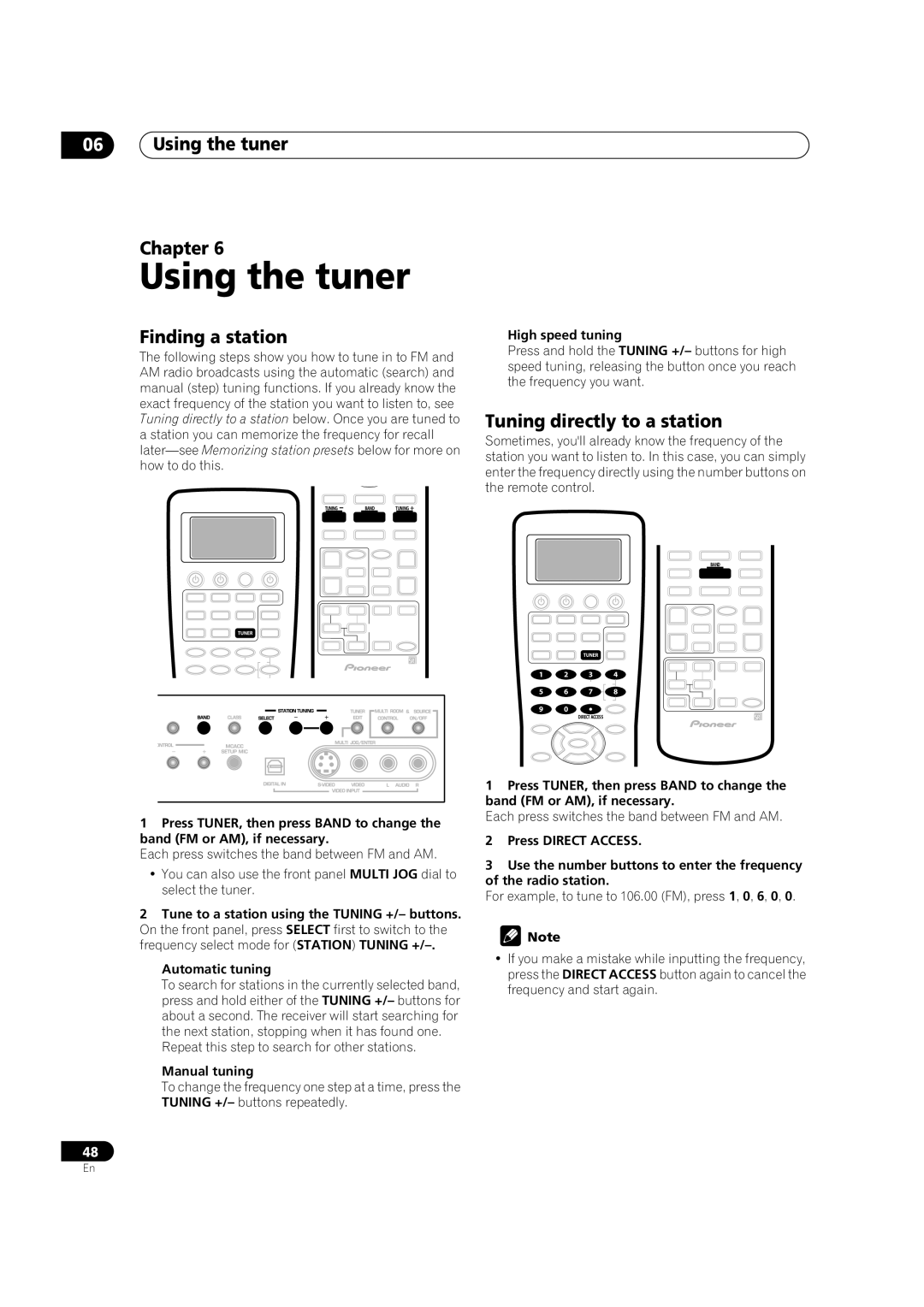 Pioneer VSX-AX5Ai-G, VSX-AX5Ai-S manual Using the tuner Chapter, Finding a station, Tuning directly to a station 