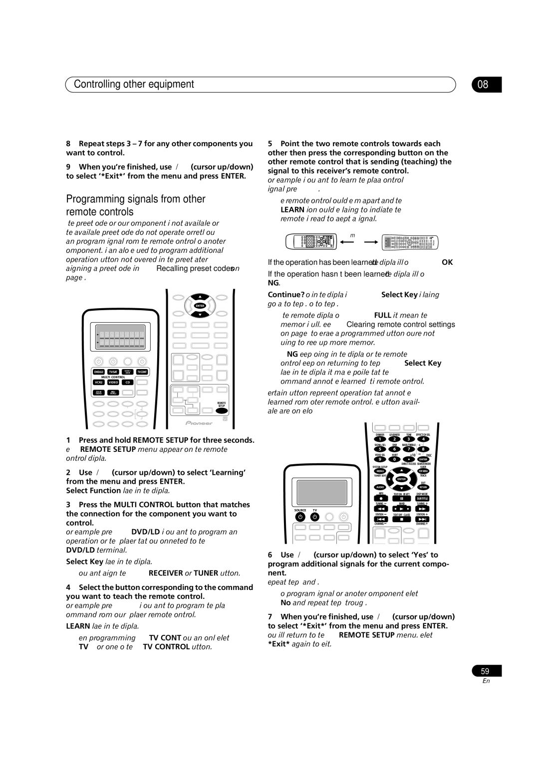 Pioneer VSX-AX5Ai-S, VSX-AX5Ai-G manual Controlling other equipment, Programming signals from other remote controls 