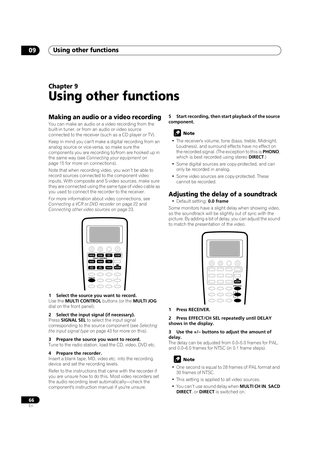 Pioneer VSX-AX5Ai-G, VSX-AX5Ai-S manual Using other functions Chapter, Making an audio or a video recording 