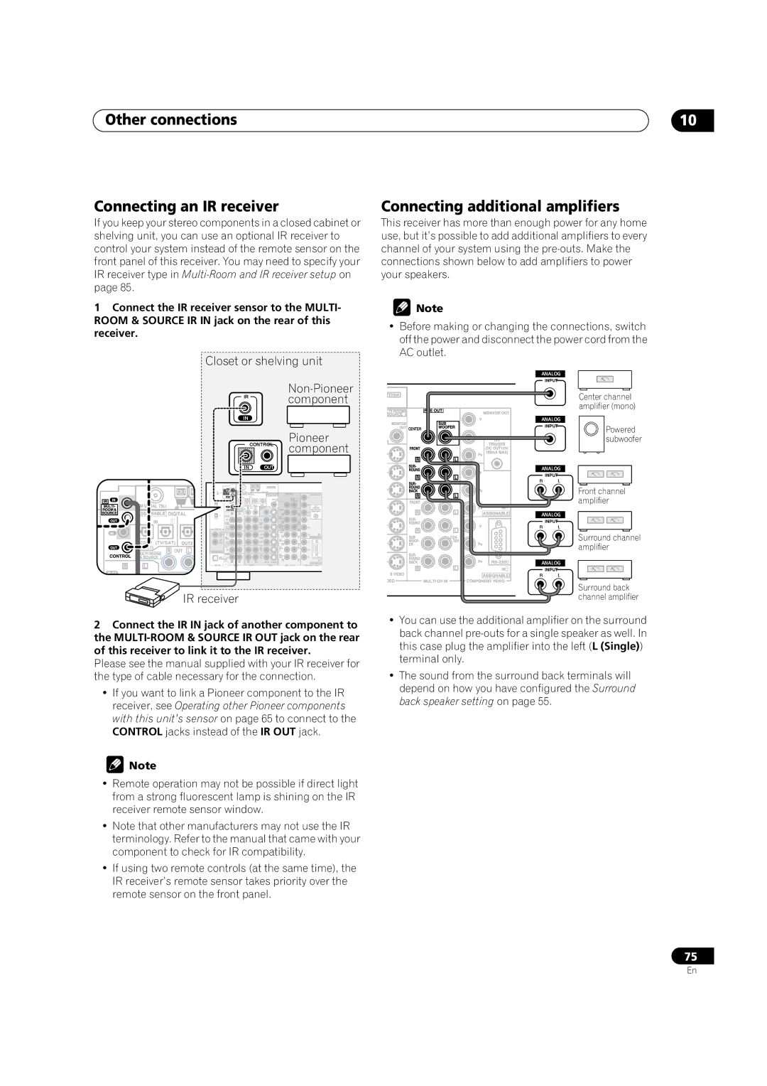 Pioneer VSX-AX5Ai-S, VSX-AX5Ai-G manual Connecting additional amplifiers, Other connections 