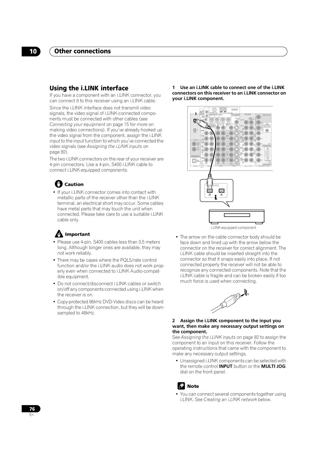 Pioneer VSX-AX5Ai-G, VSX-AX5Ai-S manual Other connections Using the i.LINK interface 