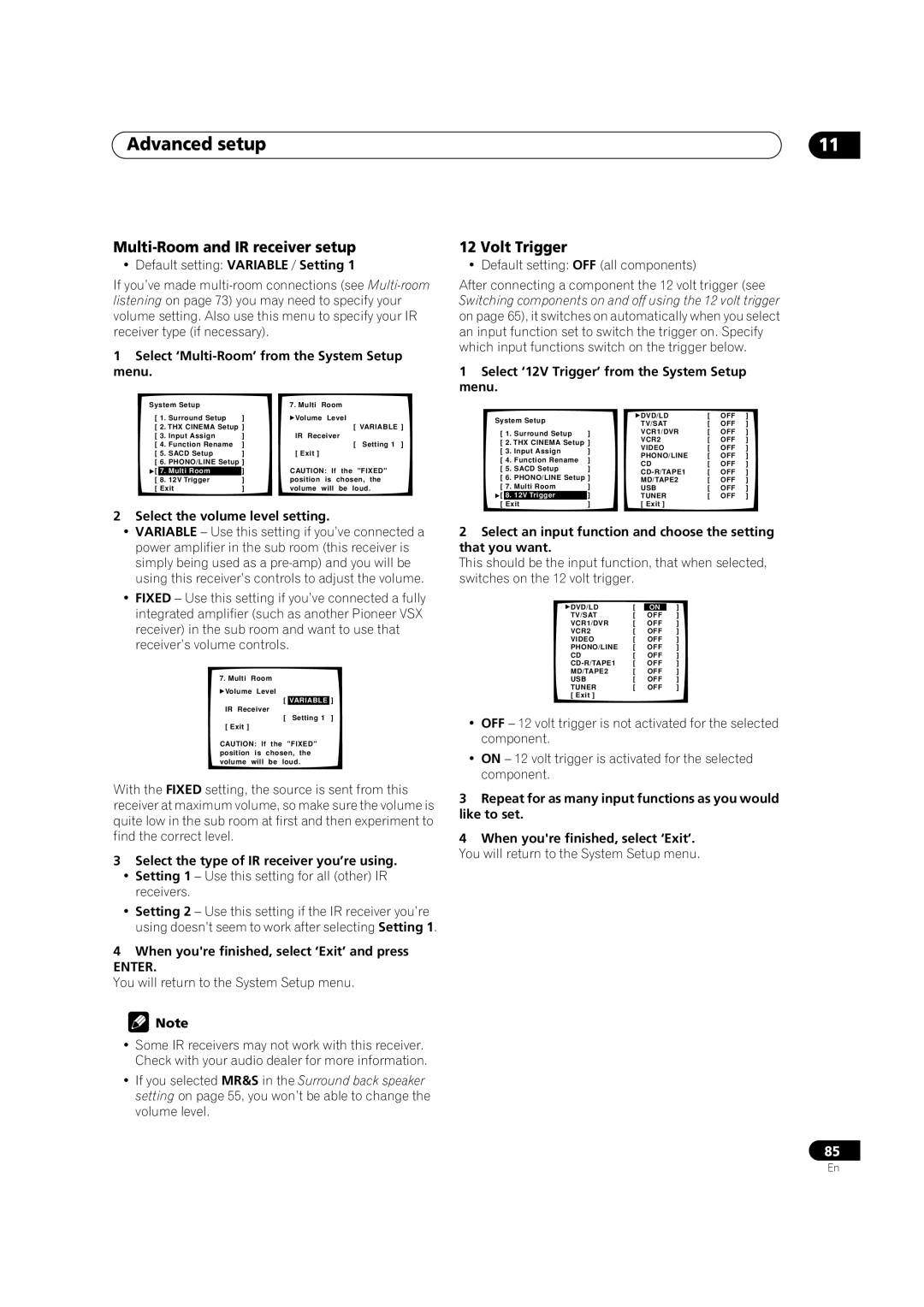 Pioneer VSX-AX5Ai-S, VSX-AX5Ai-G manual Multi-Room and IR receiver setup, Volt Trigger 