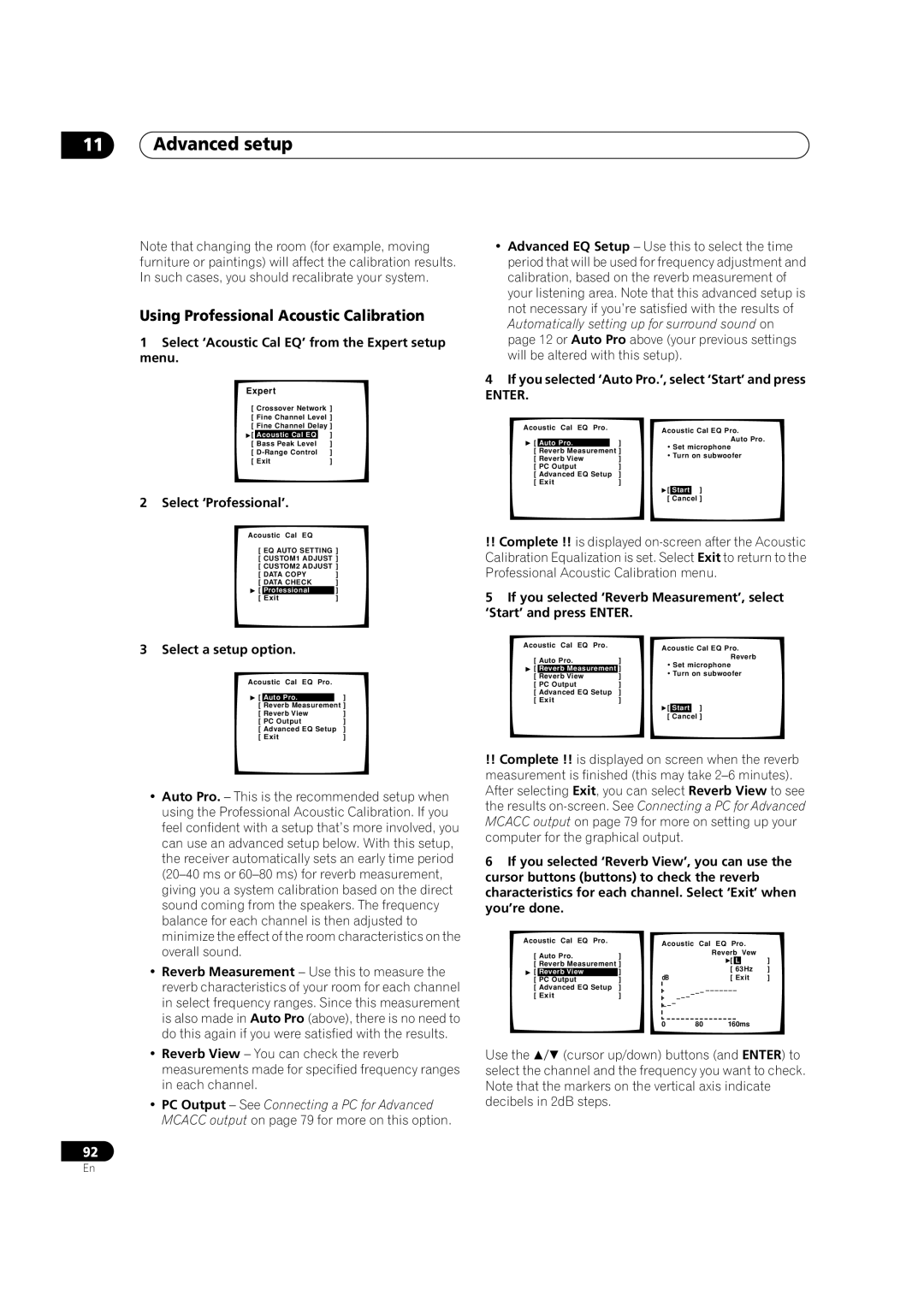 Pioneer VSX-AX5Ai-G, VSX-AX5Ai-S Using Professional Acoustic Calibration, Select ‘Professional’, Select a setup option 