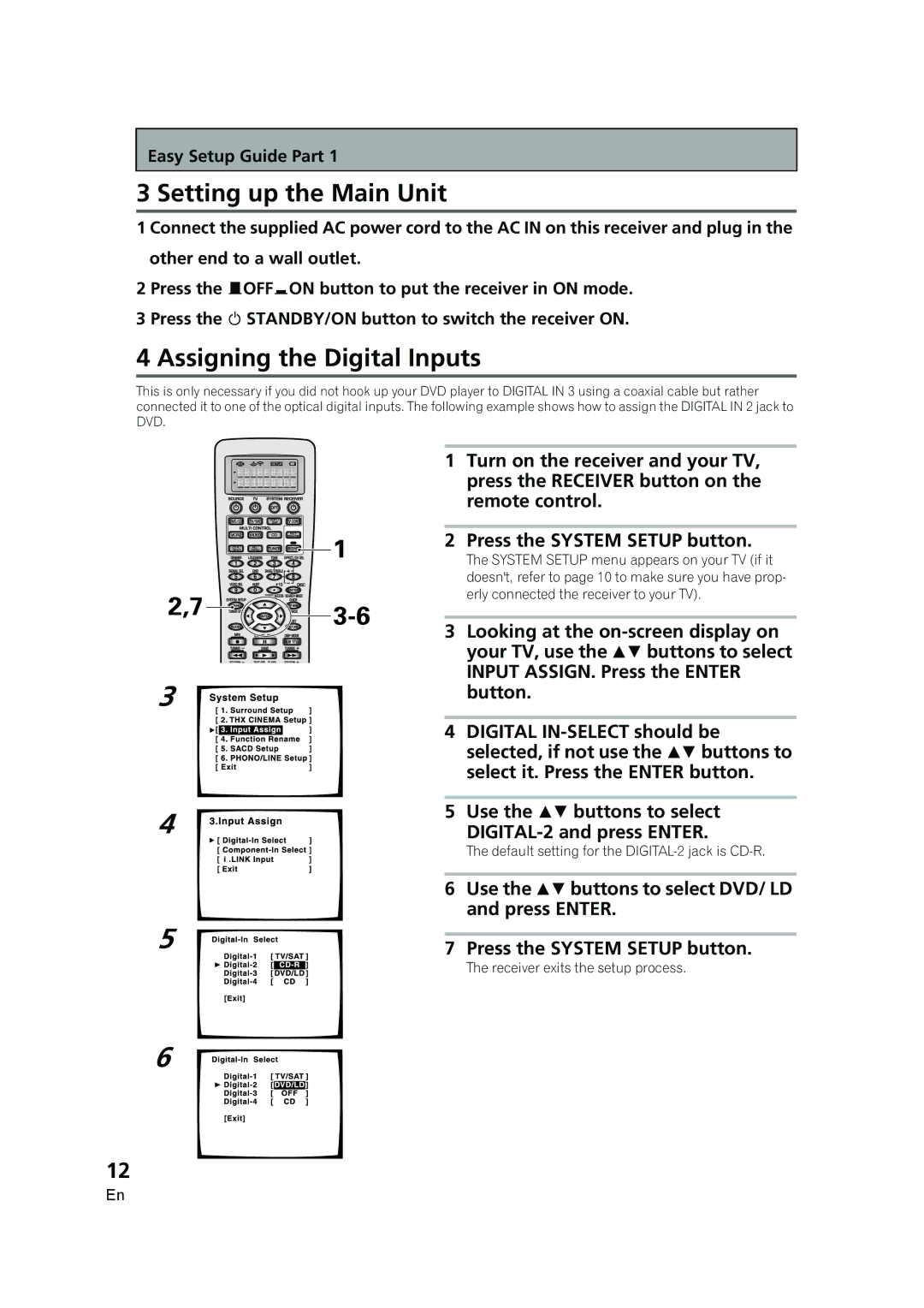 Pioneer VSX-AX5i-G manual Setting up the Main Unit, Assigning the Digital Inputs 