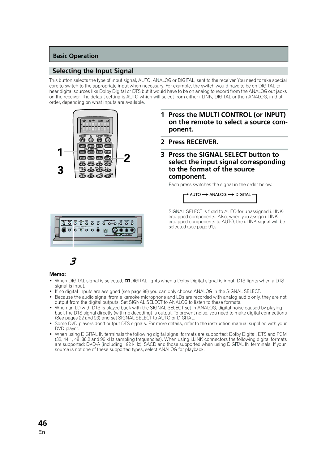 Pioneer VSX-AX5i-G manual Selecting the Input Signal 