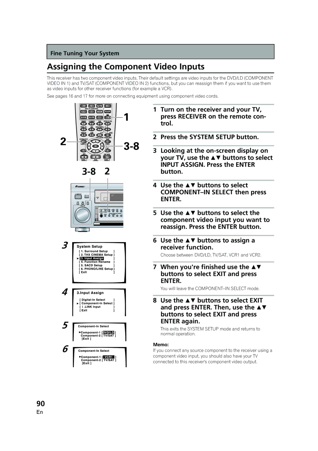 Pioneer VSX-AX5i-G manual Assigning the Component Video Inputs 